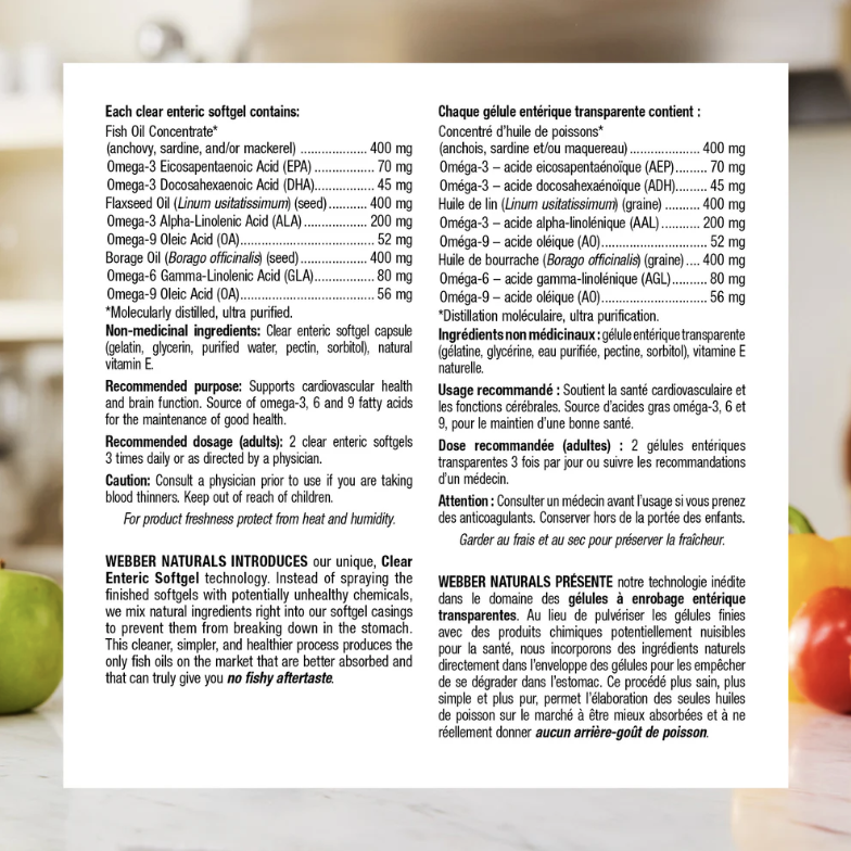 Webber Naturals - Omega 3-6-9 (1200mg), 180 Softgels