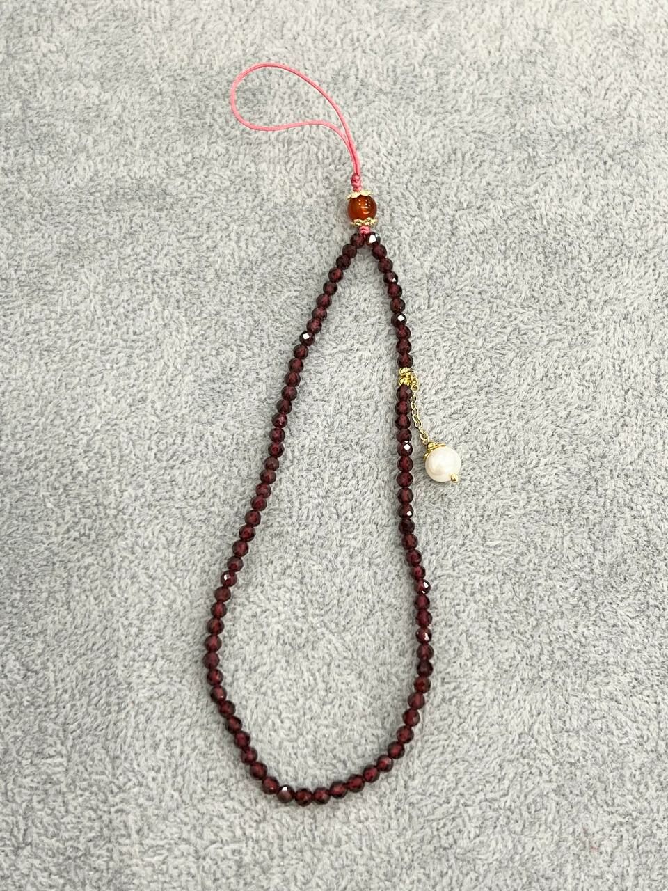 [S] GEMZ & CO MXJ FACETED GARNET/PEARL HP STRAP WITH GOLD ACC, Y318 (Y318)
