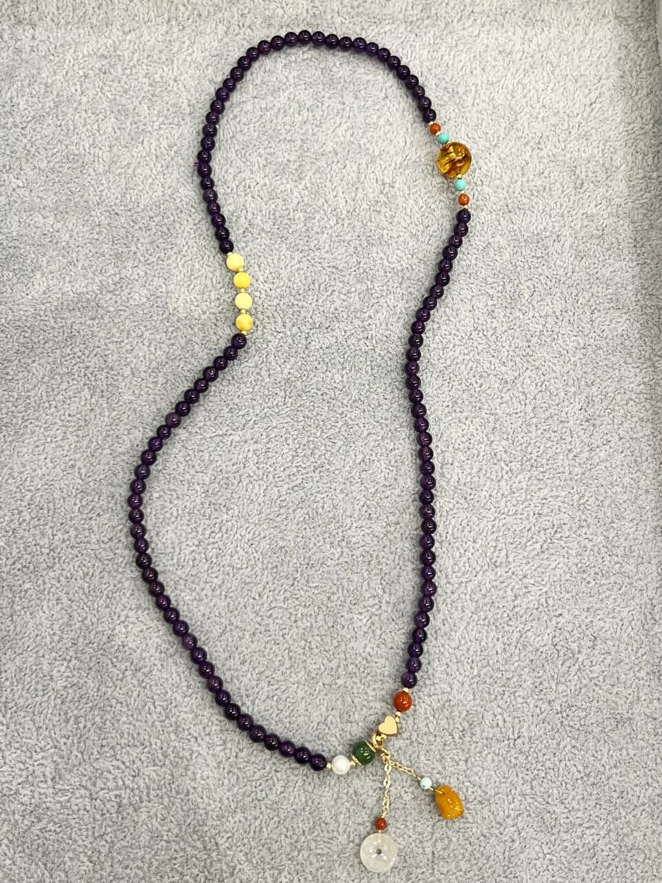 [S] GEMZ & CO MXJ AMETHYST/AMBER WITH GOLD ACC NECKLACE , Y320 (Y320)