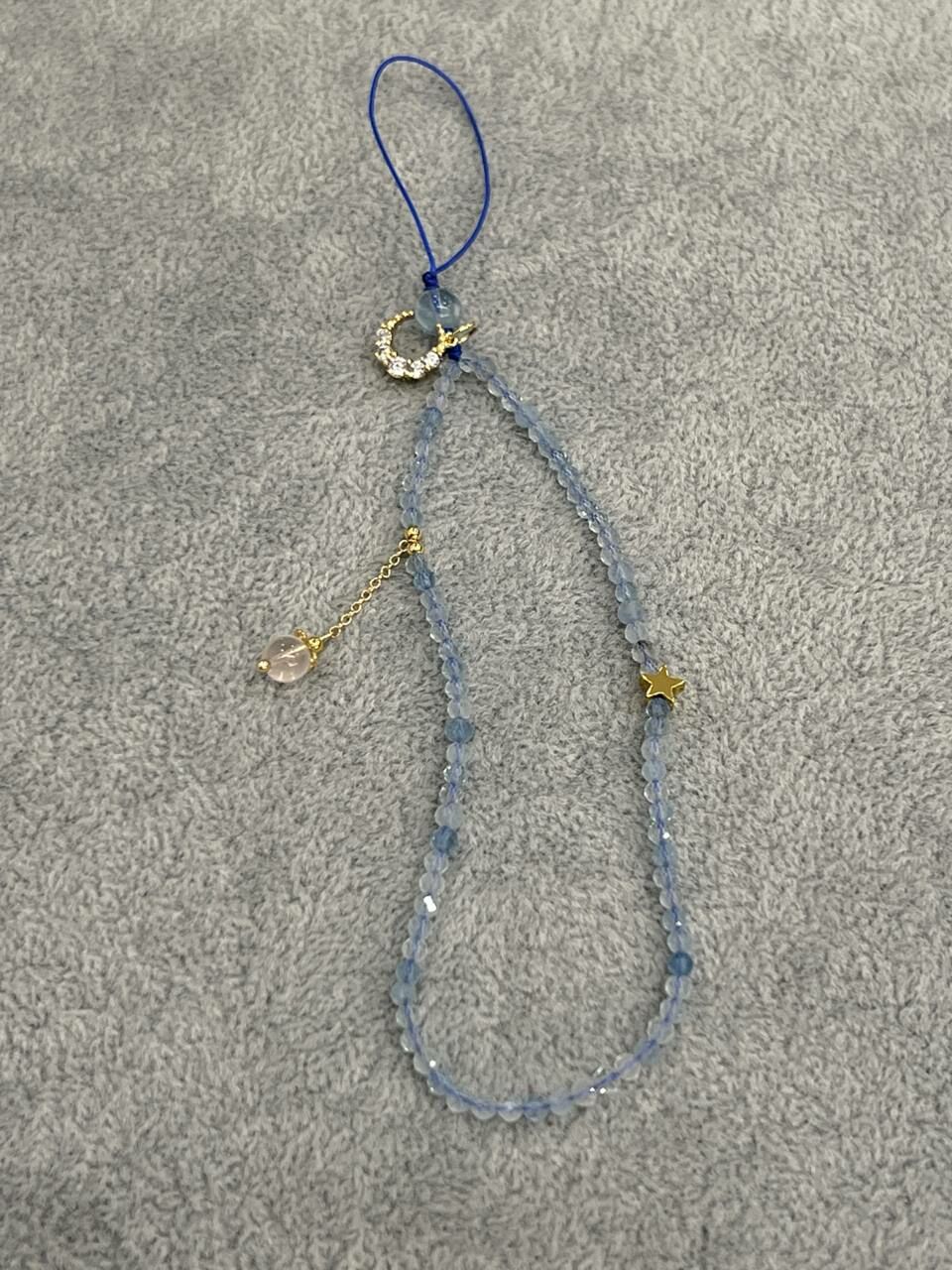 [S] GEMZ & CO MXJ AQUAMARINE HP STRAP WITH GOLD STAR AND MOON ACC, Y323 (Y323)