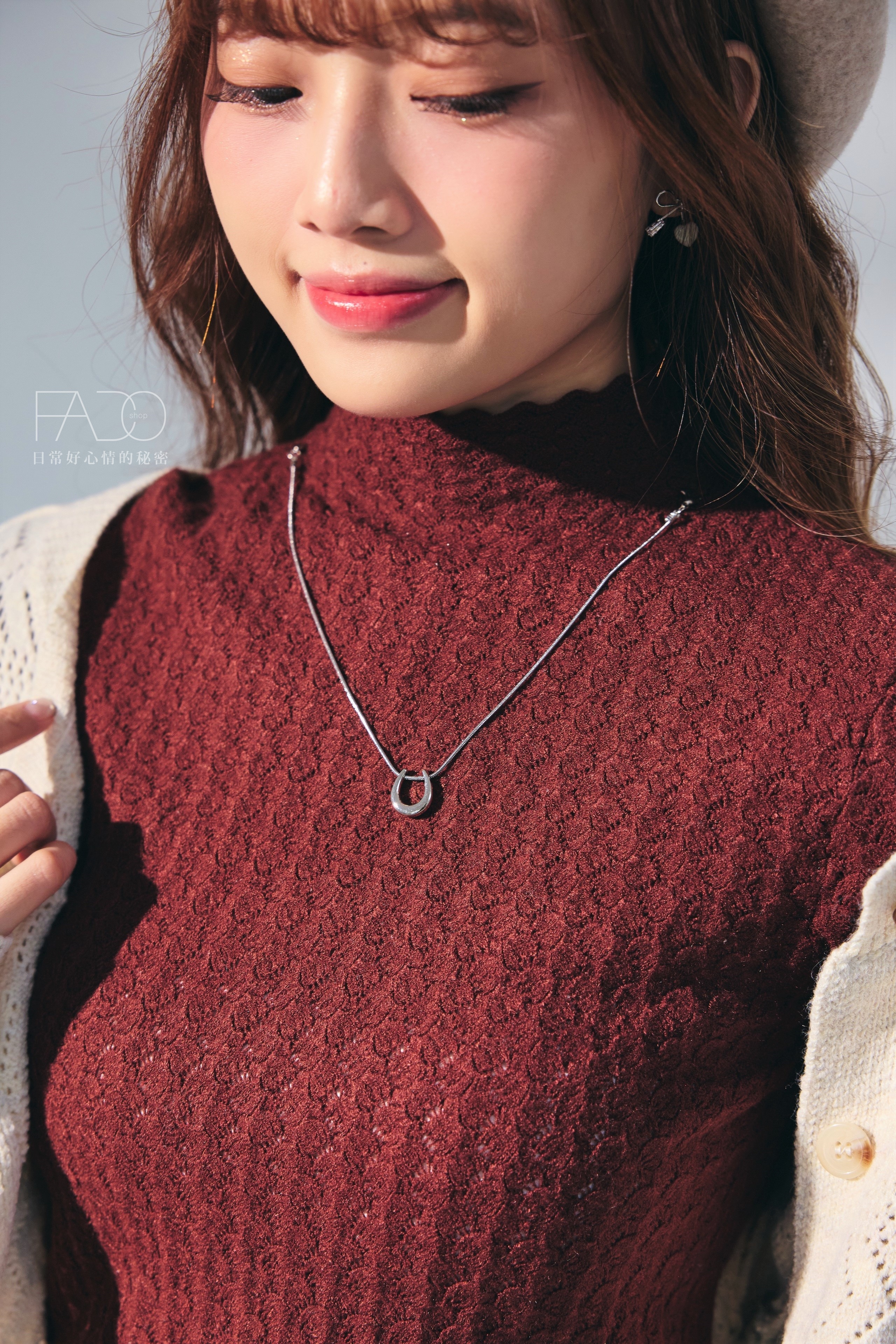 法朵Fado shop｜蕾絲立領 (附項鍊) 安迪絨針織衫 010A005 六色