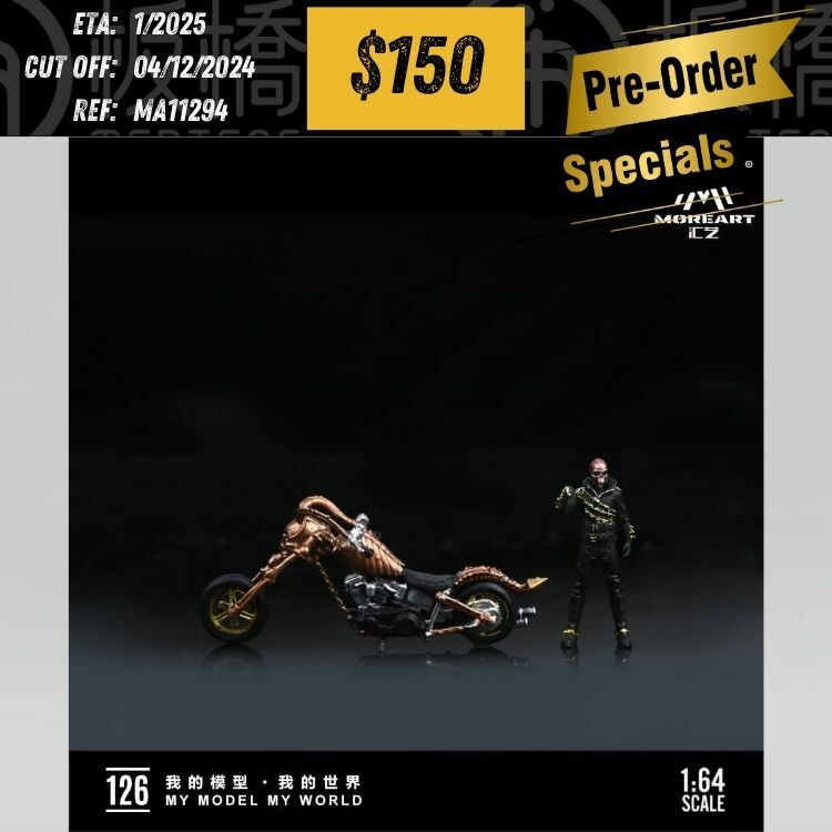 PO-$150 * MOREART * 1:64 FIGURE - SKELETON KNIGHT MOTORCYCLE DOLL RED MONSTER [OD29/11]