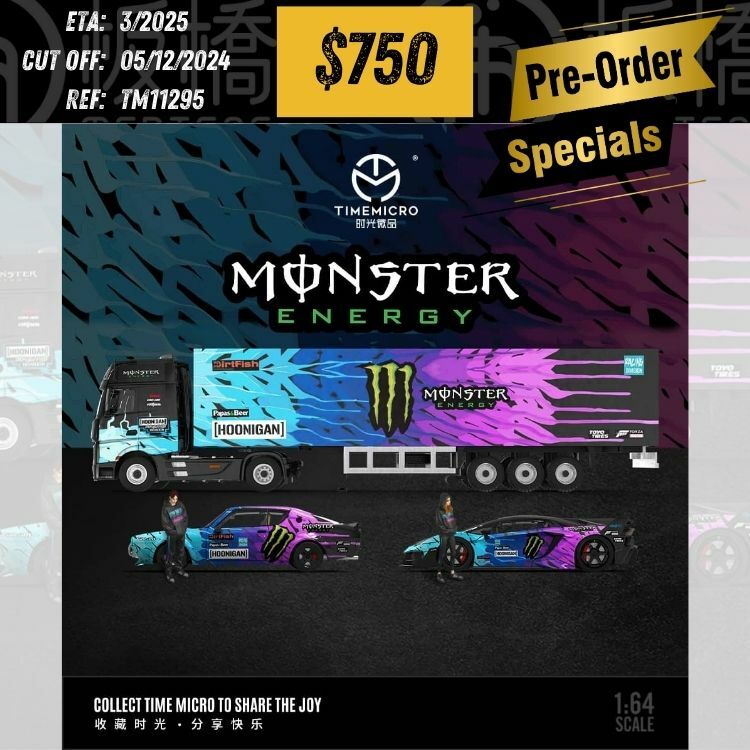 PO-$750 * TIME MICRO * 1:64 MONSTER SET(BENZ ACTROS + AVENTADOR + KPGC110 + FIGURES) [OD29/11]