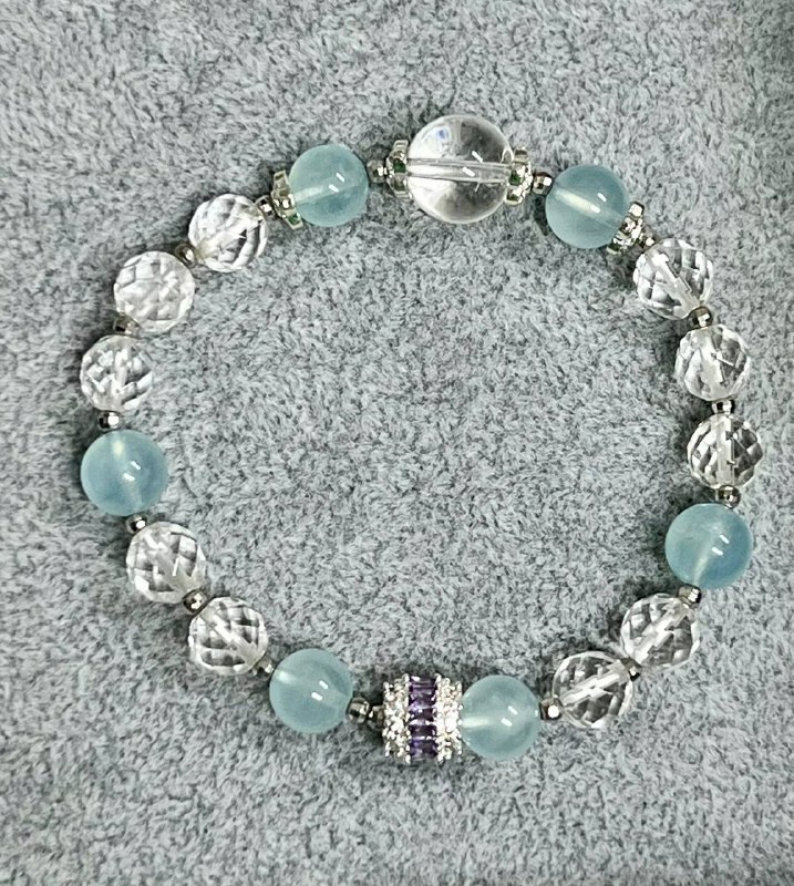 [S] GEMZ & CO ZBA AQUAMARINE/CLEAR QUARTZ WITH SILVER ACC BLT, Y326 (Y326)