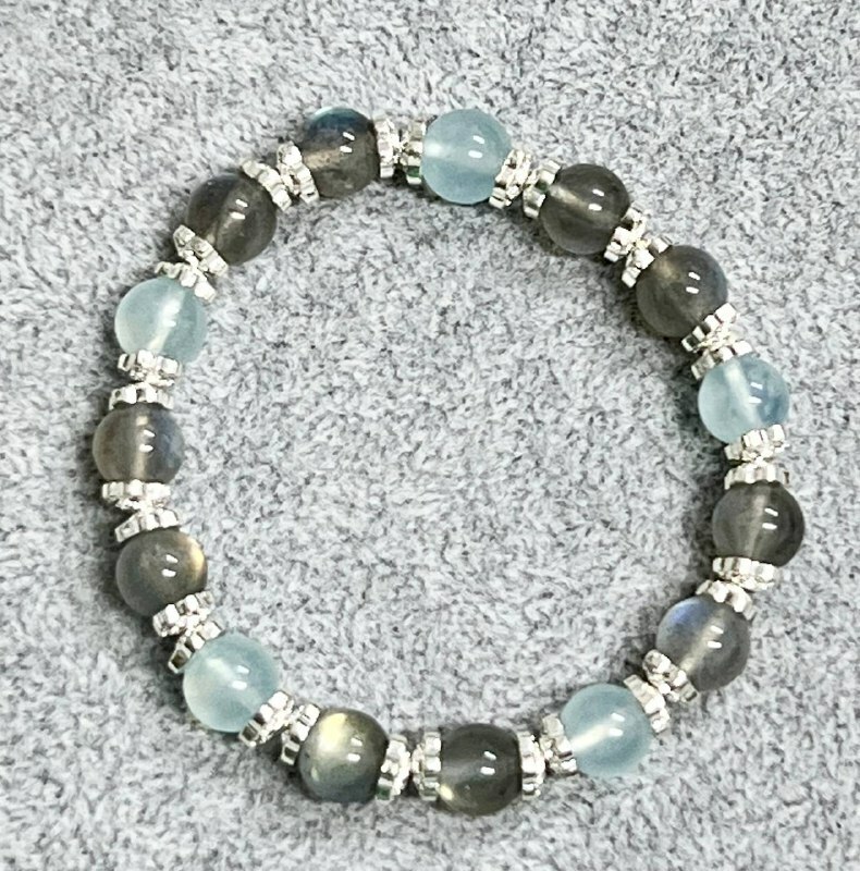 [S] GEMZ & CO ZBA GREY MOONSTONE/AQUAMARINE WITH SILVER ACC BLT, Y333 (Y333)