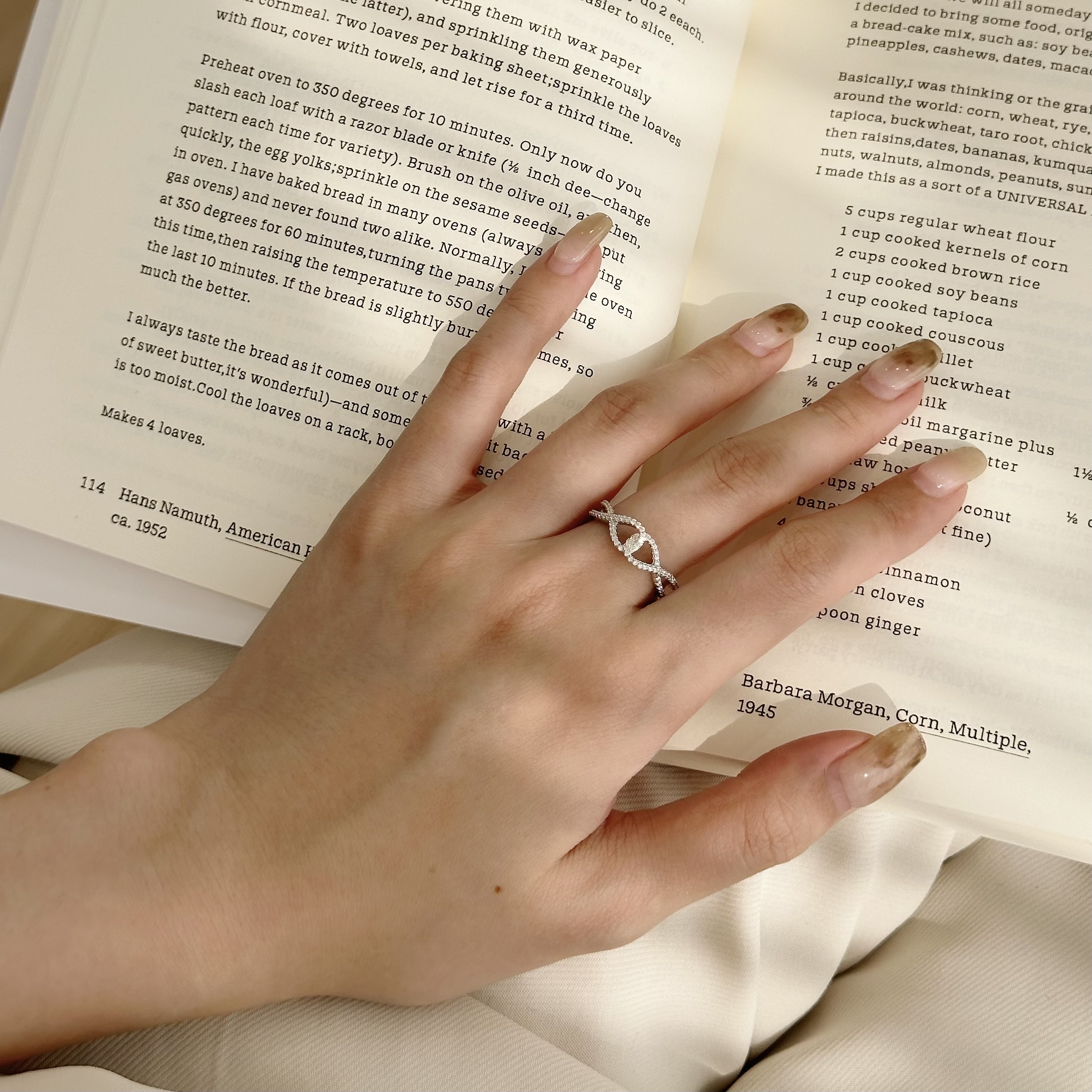 H54【輕奢】滿鑽相扣純銀調整戒