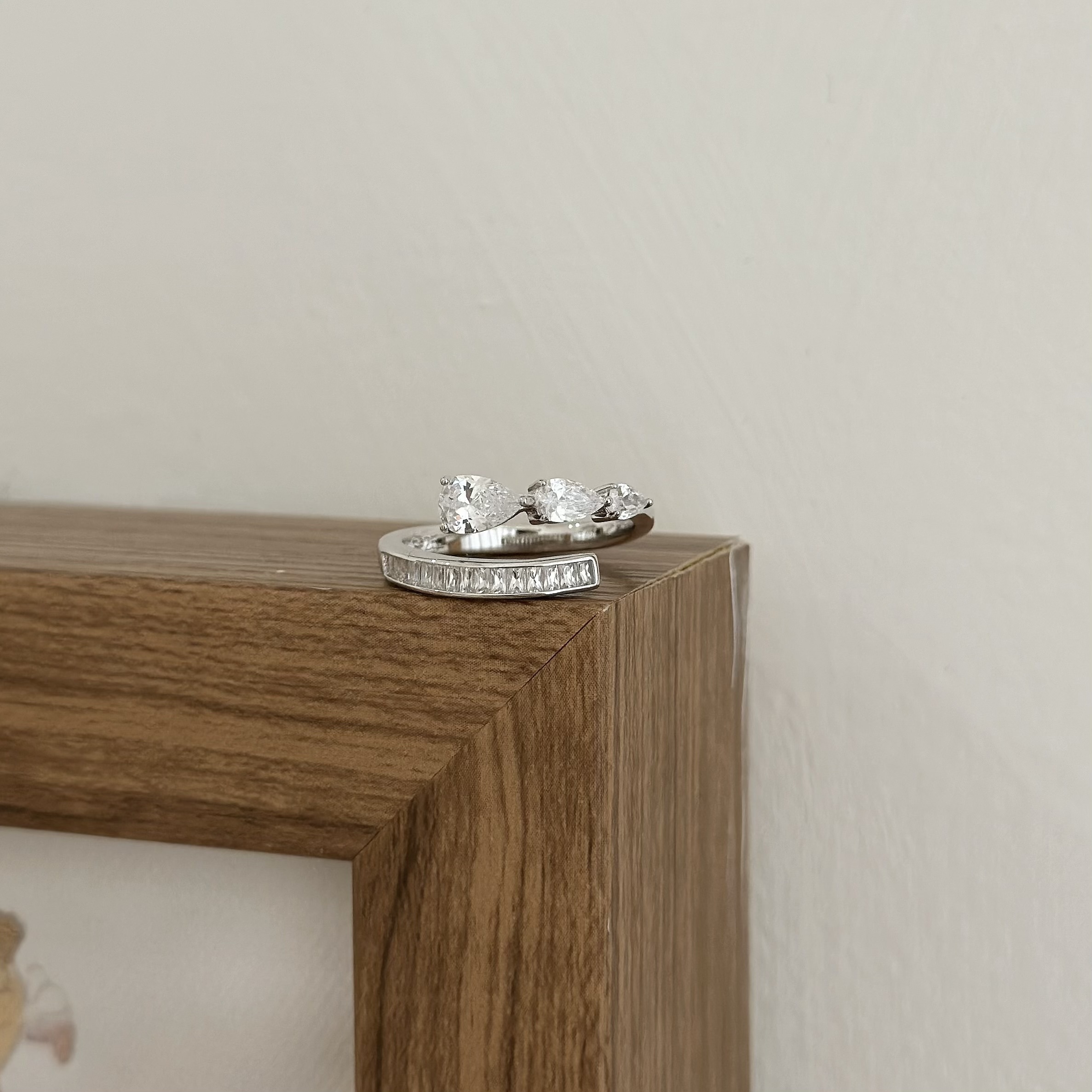 H50【輕奢】水滴鋯石純銀調整戒