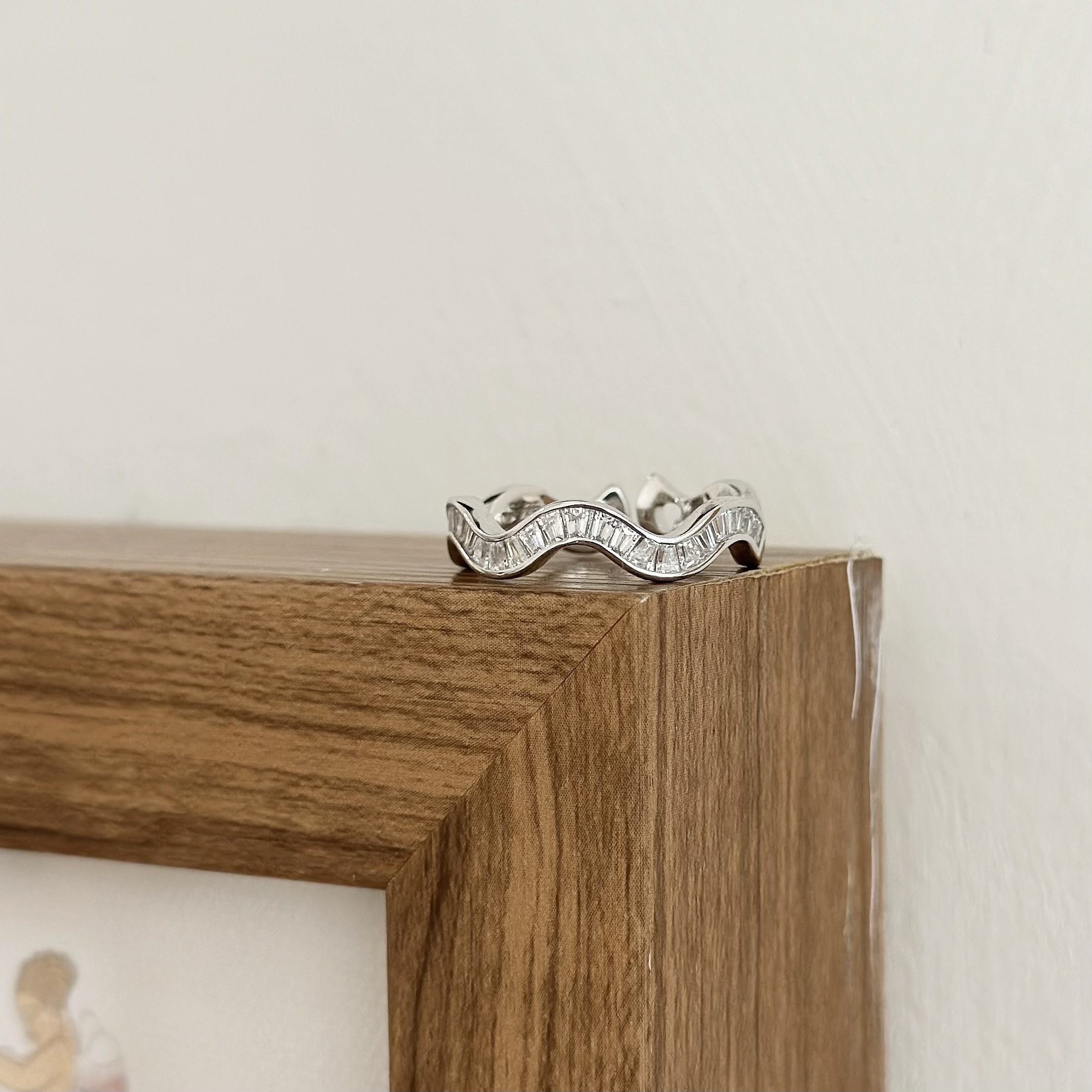 H43【輕奢】波浪鋯石純銀調整戒