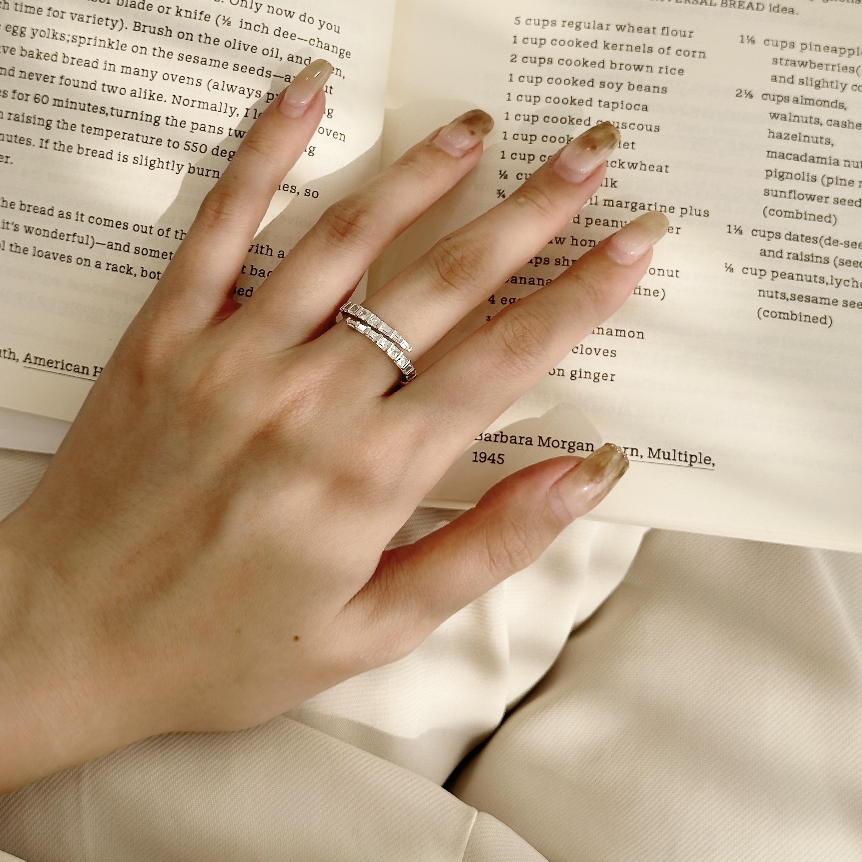 H37【輕奢】方形鋯石純銀調整戒