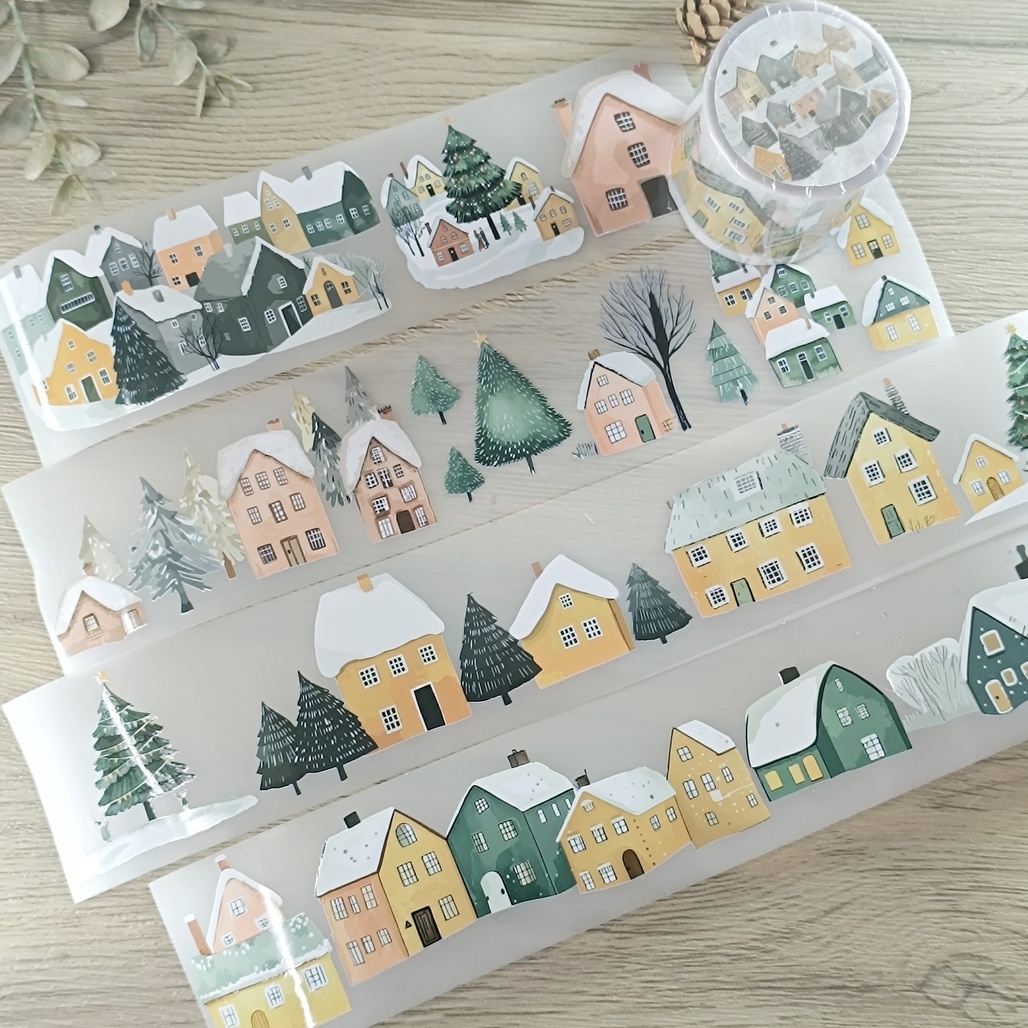 森年．冬日童話小鎮 Frozen Town 5cm霧面PET膠帶 <整捲/分裝>