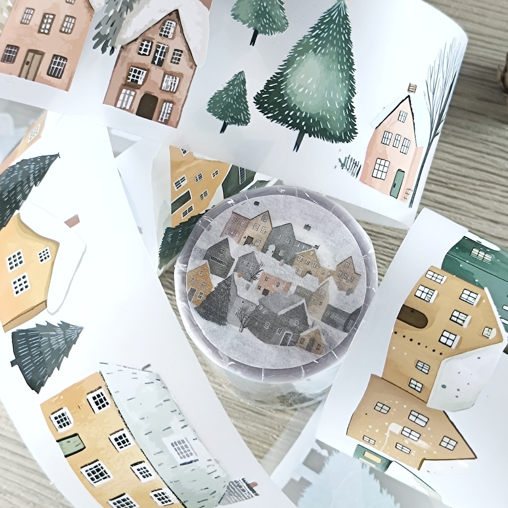 森年．冬日童話小鎮 Frozen Town 5cm霧面PET膠帶 <整捲/分裝>