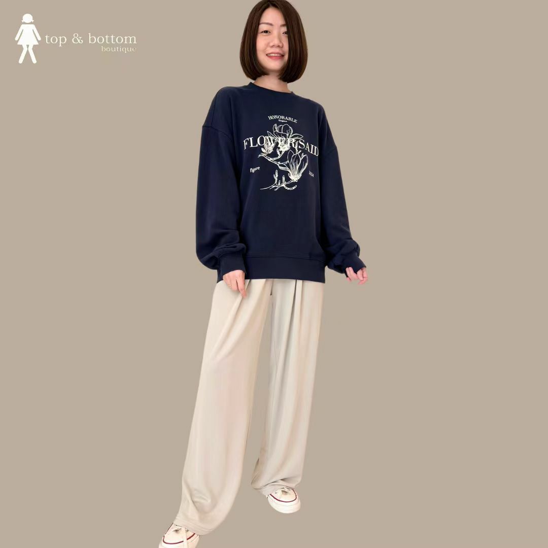 LONG SLEEVE FLOWER PRINTED SWEATS