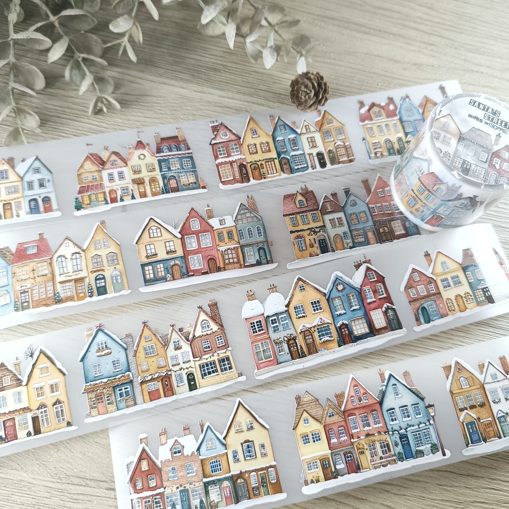 森年．聖誕小鎮 Santa's Street 4.5cm霧面PET膠帶 <整捲/分裝>