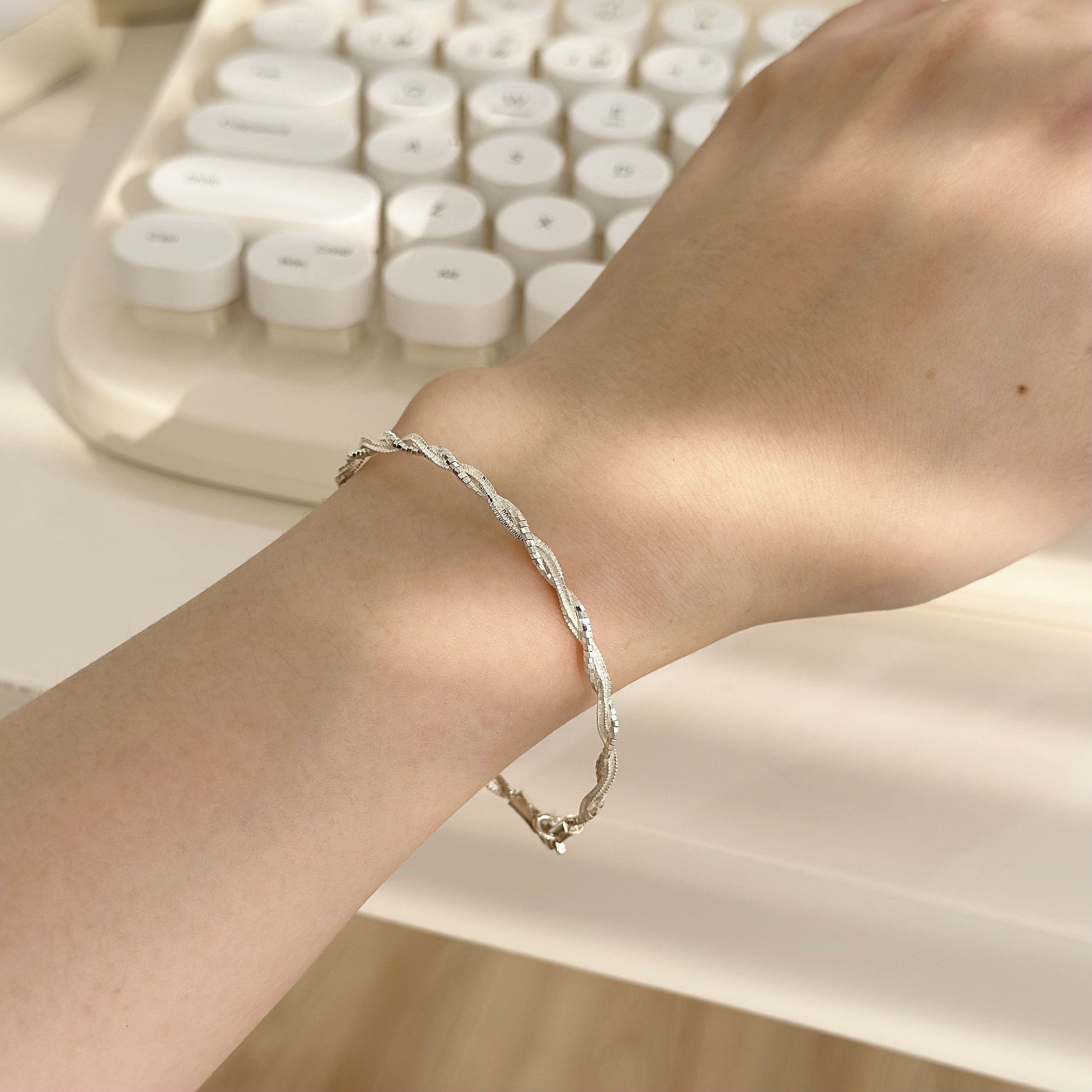 N01雙鍊編織純銀軟線手環