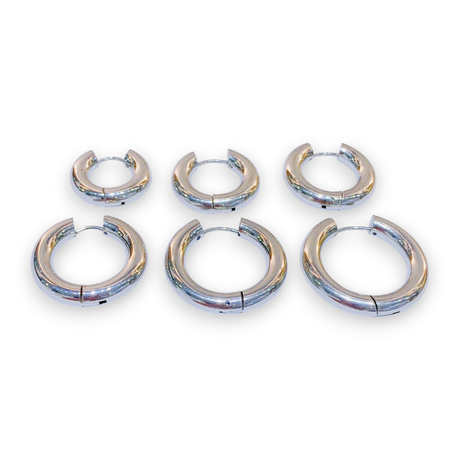 抗敏鋼-易扣-銀色圓面5.0MM耳環(單支價)