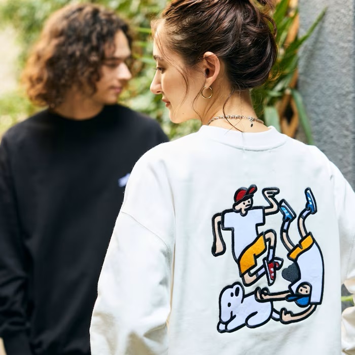 聯名 matsui x FREAK'S STORE 松井營 Sakadachi 狗狗一起舞蹈 手舞足蹈 立體刺繡 圓領 長袖上衣 衛衣 大學T