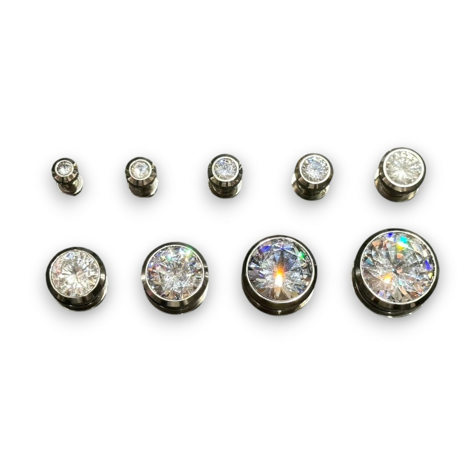 鋼擴耳-白鋯 多尺寸(單支價)(AKZ)