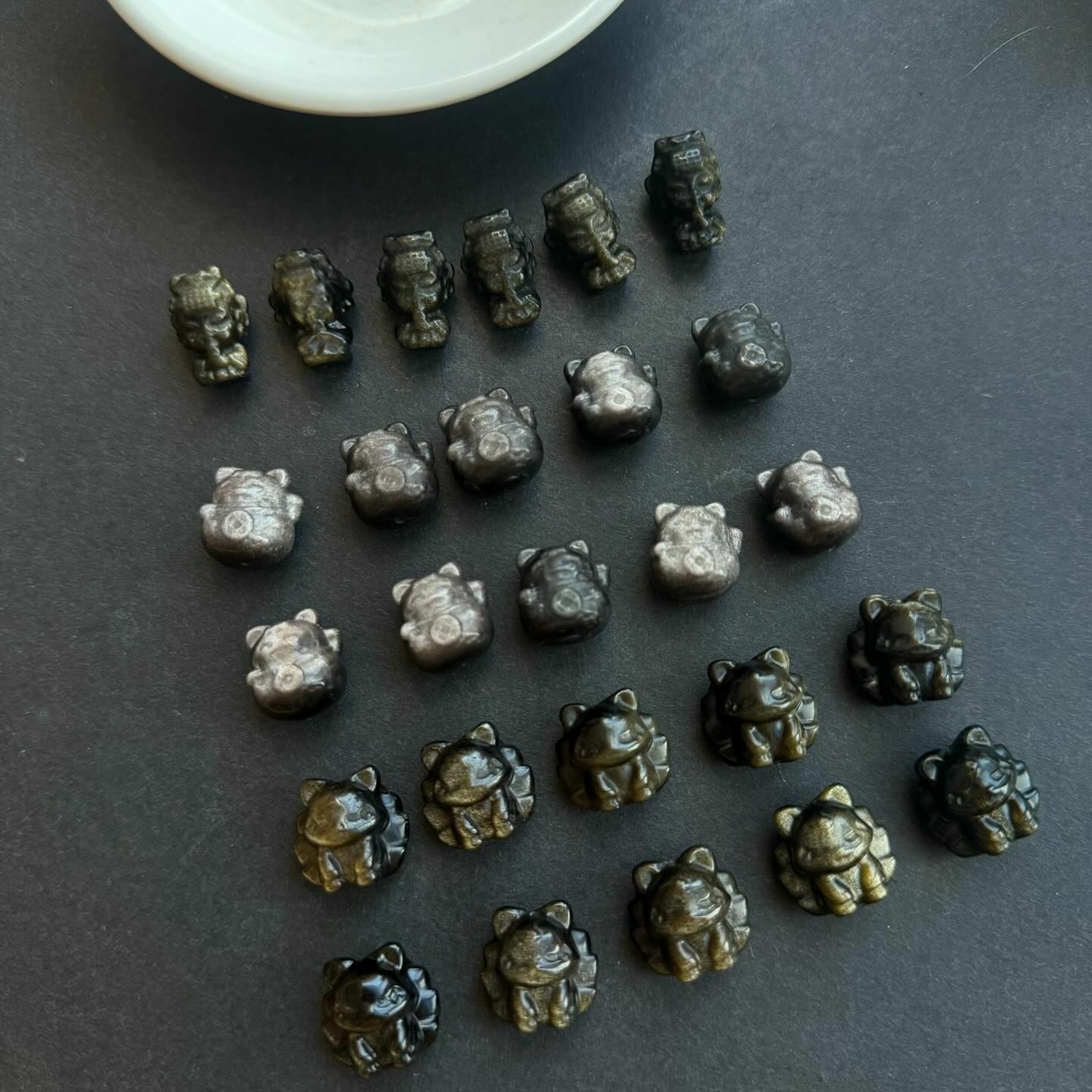 [原石] 金曜石、銀曜石 串珠配件 媽祖、招財貓、九尾狐