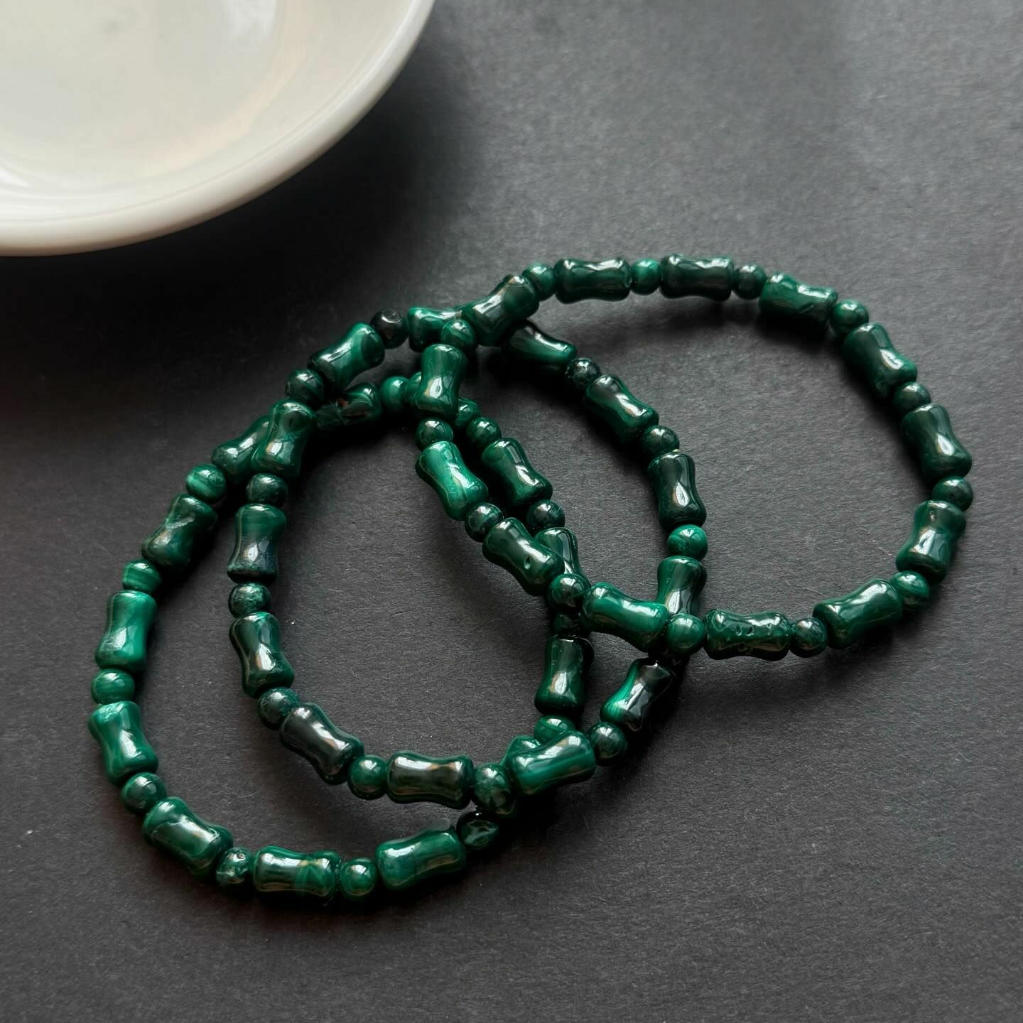 [原石] 孔雀石 水晶手串