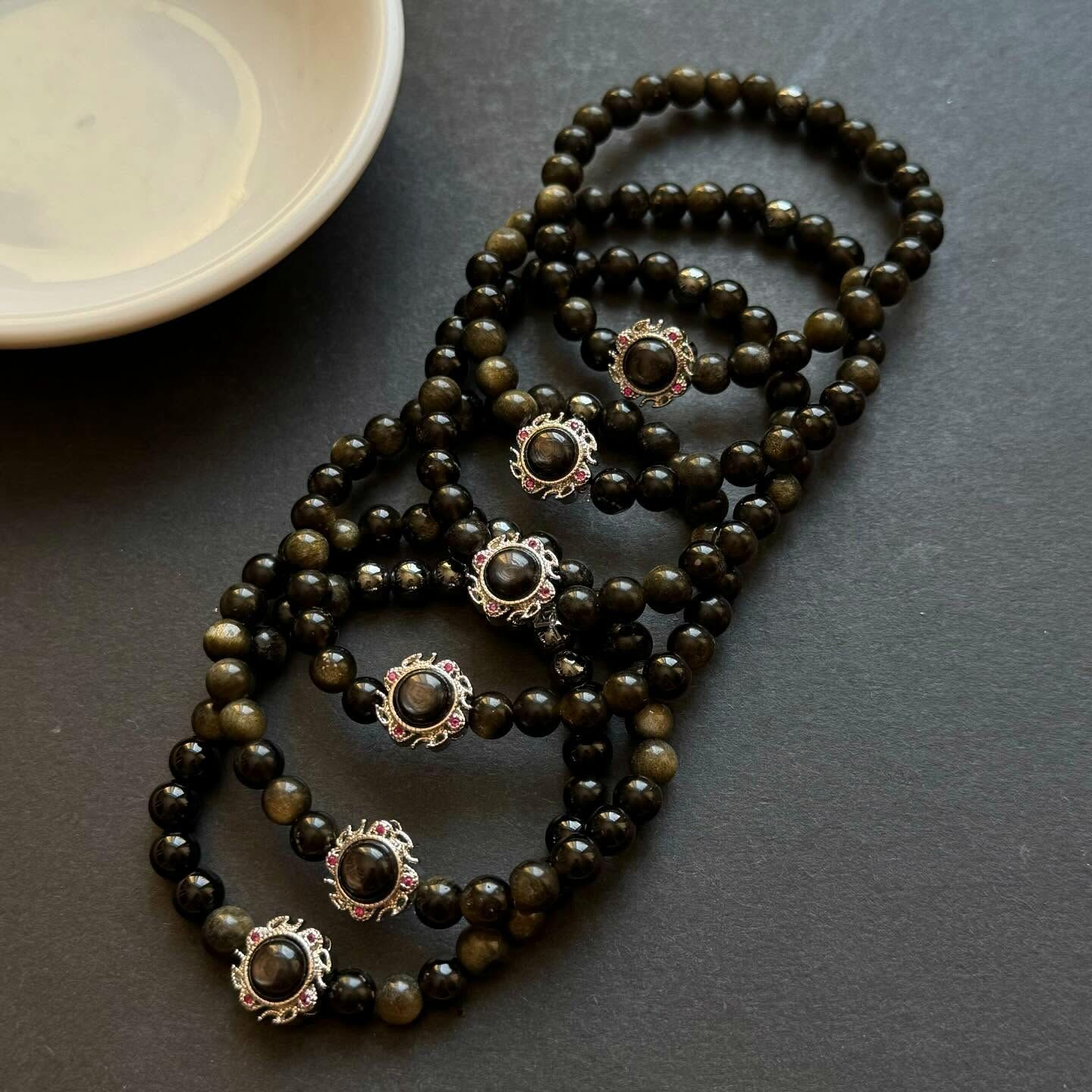 [原石] 金運石+金曜石 水晶手串