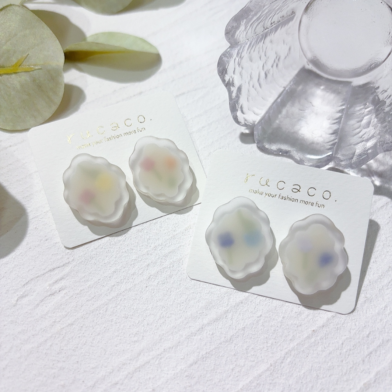 [手作家] 磨沙面花形耳環