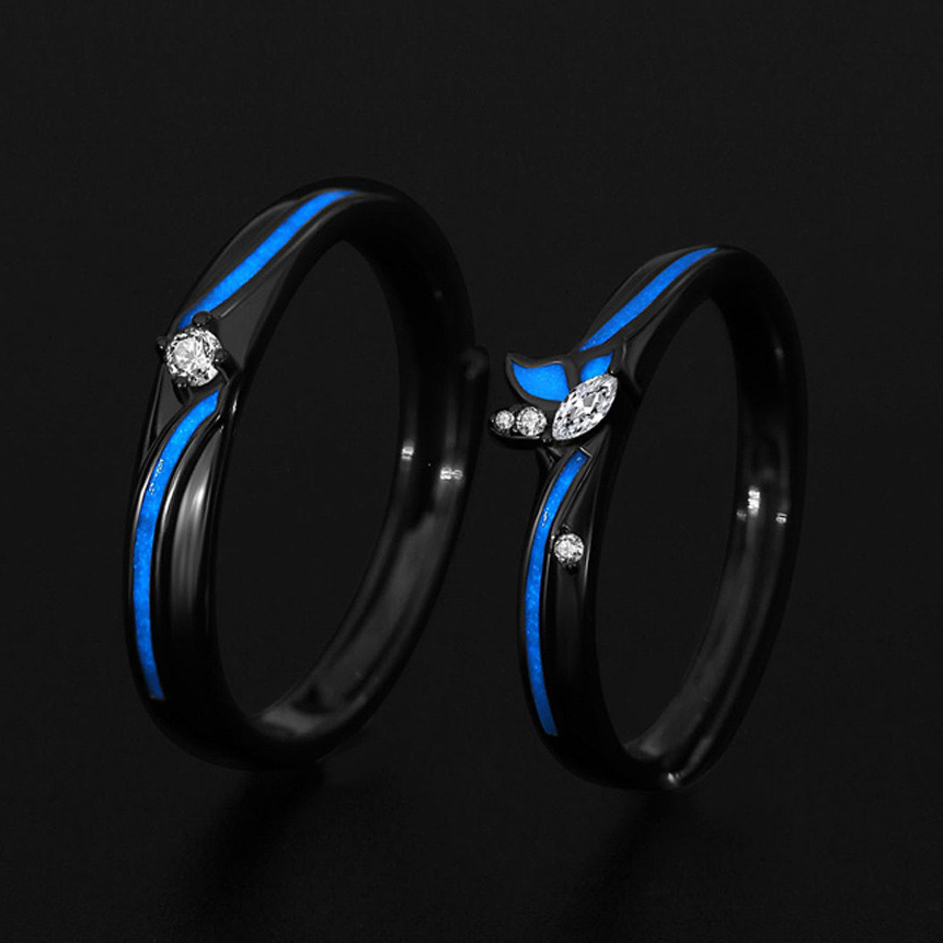 「一心一意」 情侶戒指💍 免費刻字✒️ 夜光情侶戒指✨