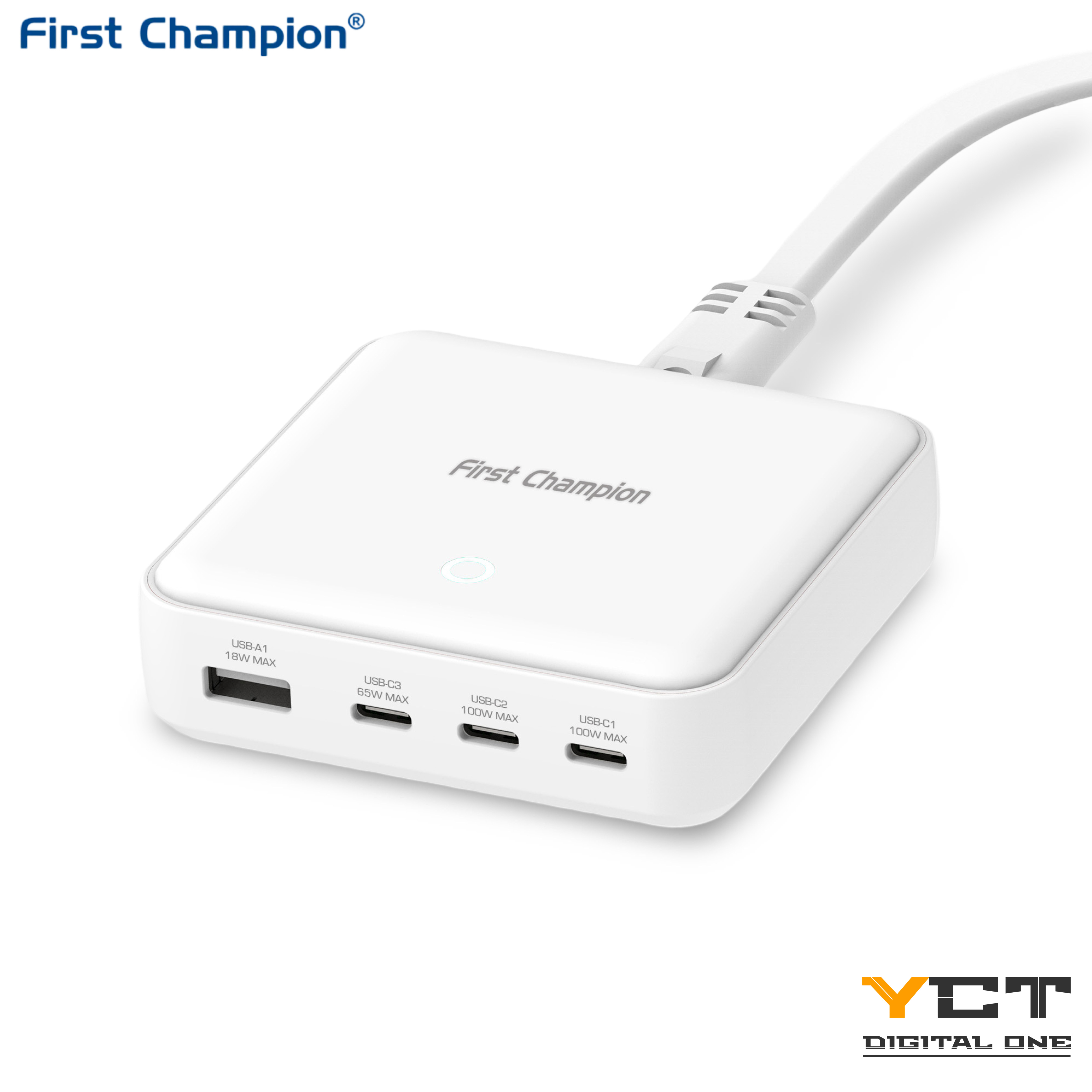 First Champion USB 桌上 氮化鎵(GaN) 快速充電器 - 100W, UPC100PD3C1A, with USB-C & USB-A