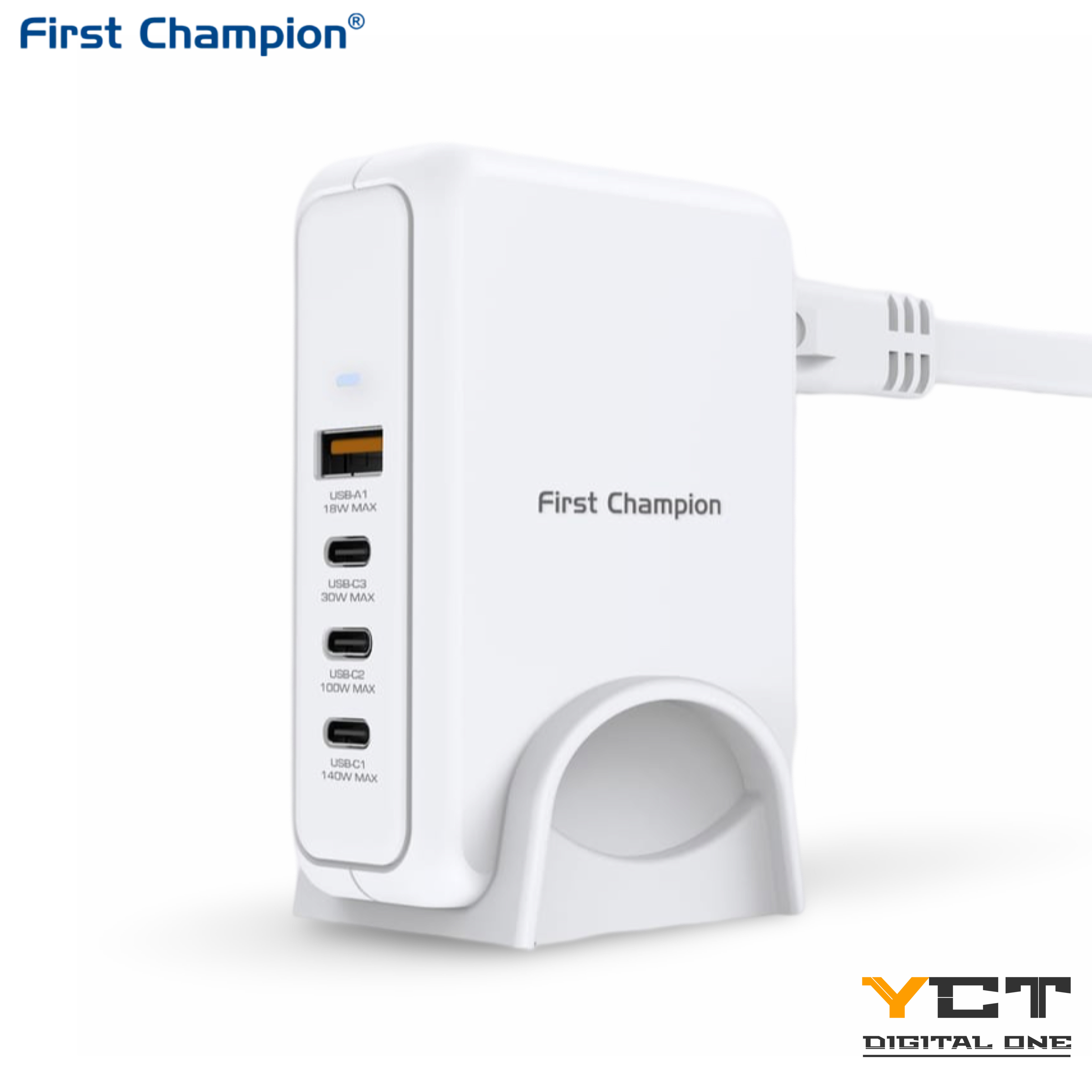 First Champion USB 桌上 氮化鎵(GaN) 快速充電器 140W, UPC140PD3C1A - with USB-C & USB-A