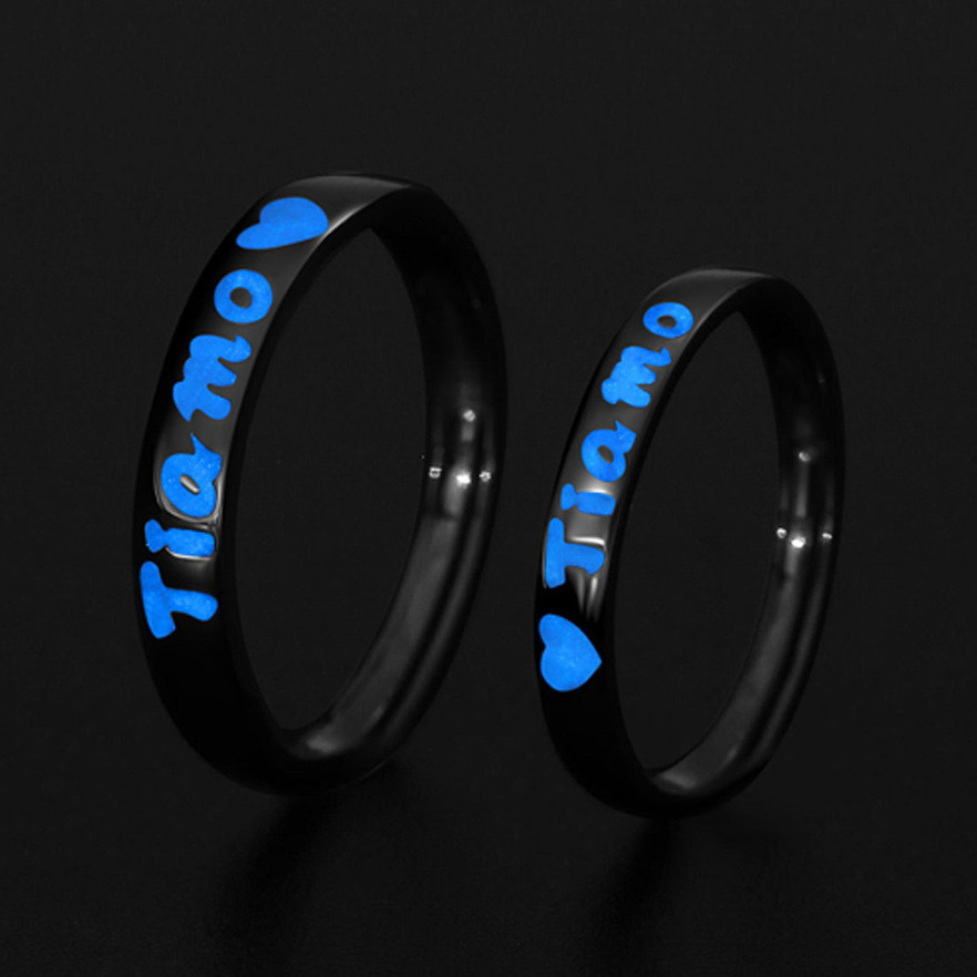 「Tiamo我愛你」 情侶戒指💍 免費刻字✒️ 夜光情侶戒指✨