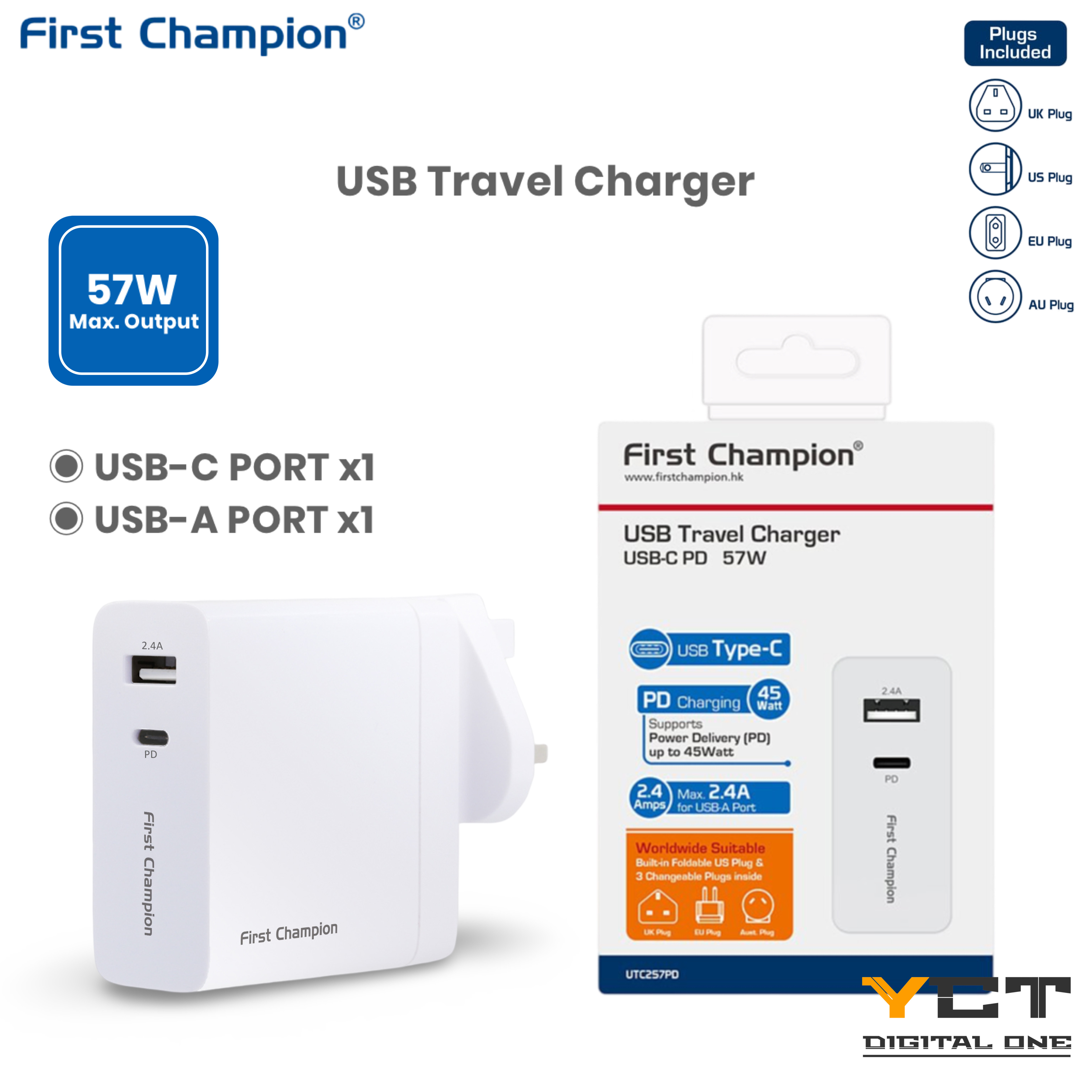 First Champion USB-C PD充電器 UTC257PD - 57W