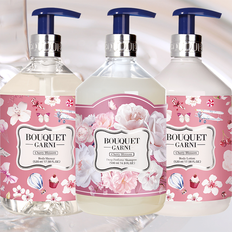 璞珈妮【櫻花】沐浴露+洗髮精+乳液 - BOUQUET GARNI