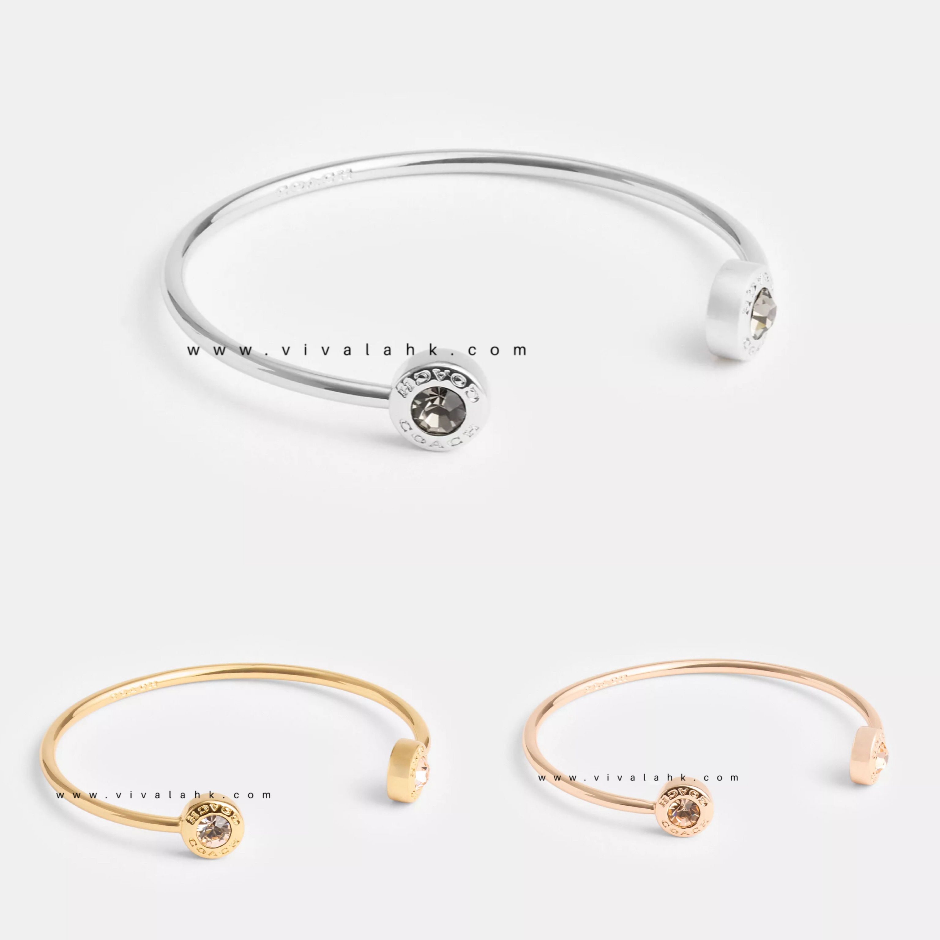 Coach - 圓形閃石開口手鈪 (CT037)