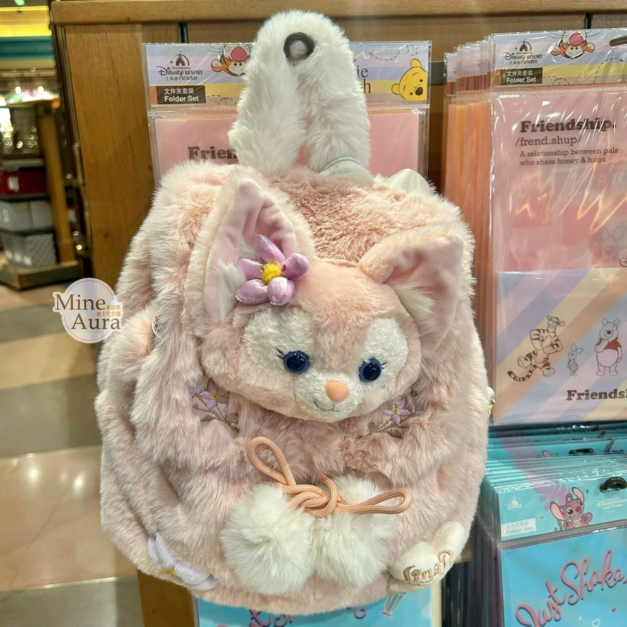 玲娜貝兒 Lina bell 絨毛大頭 造型 束口毛球 後背包 -上海迪士尼樂園