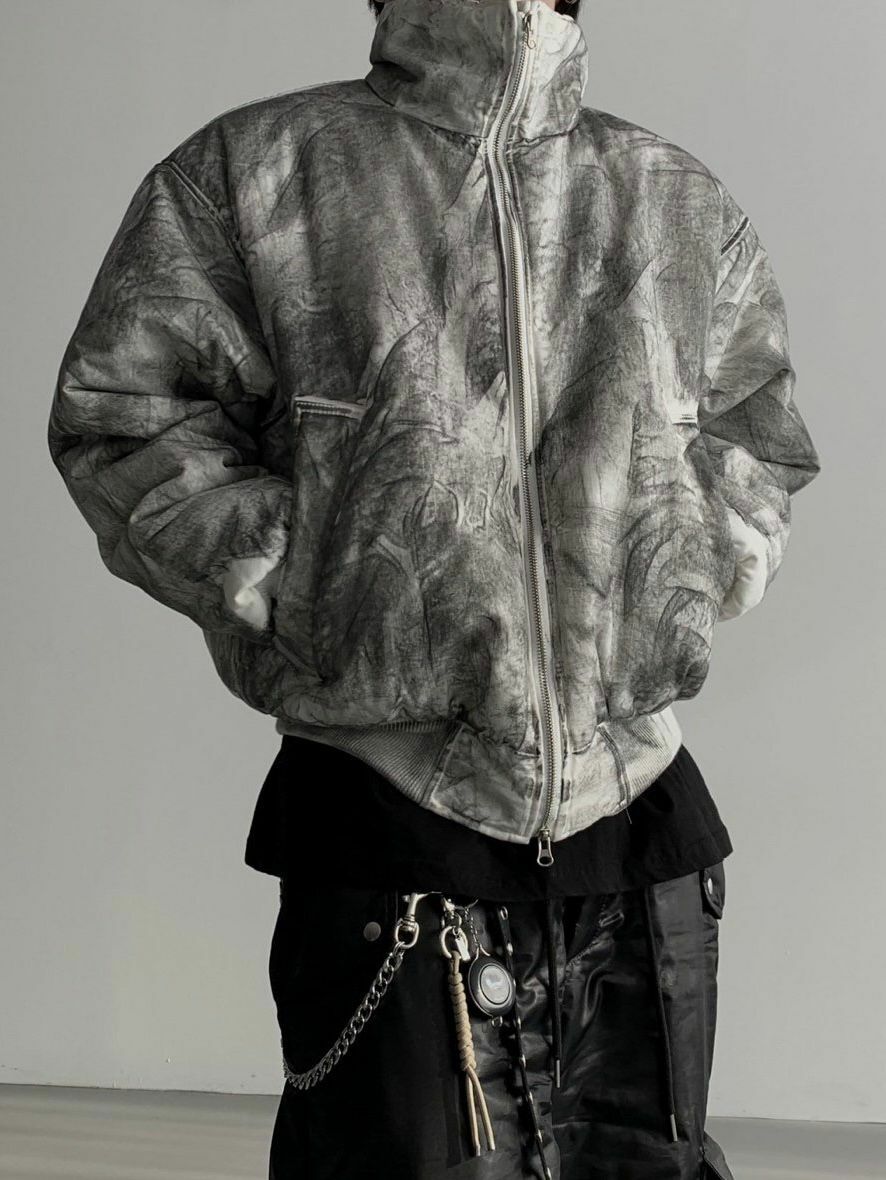 仿污企領拉鍊外套(夾棉) OWN-084JK