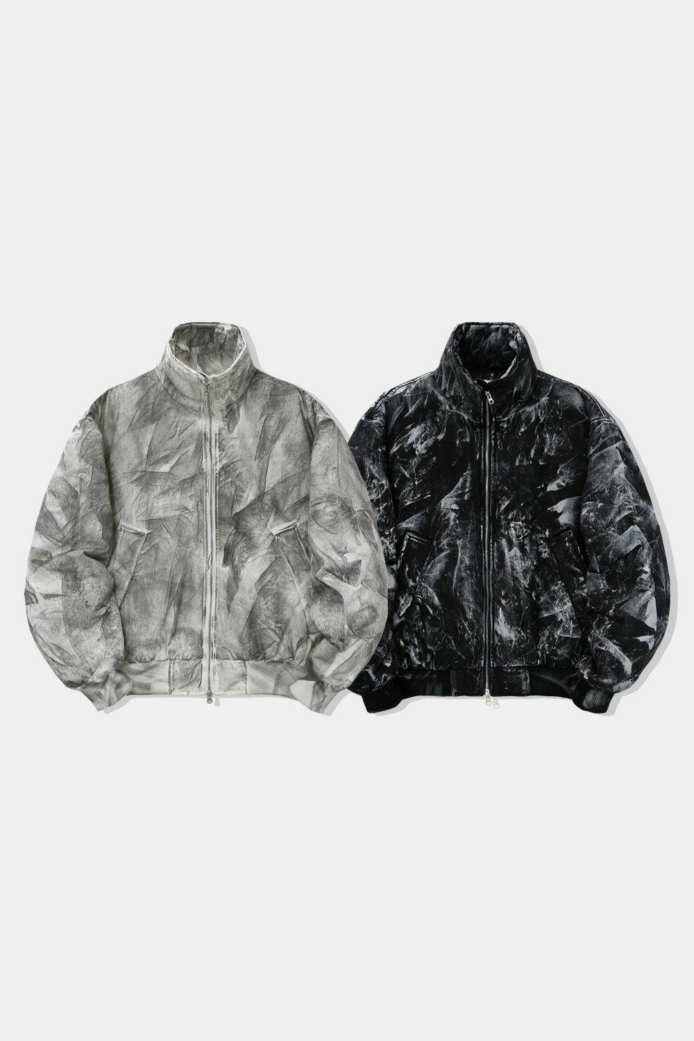 仿污企領拉鍊外套(夾棉) OWN-084JK