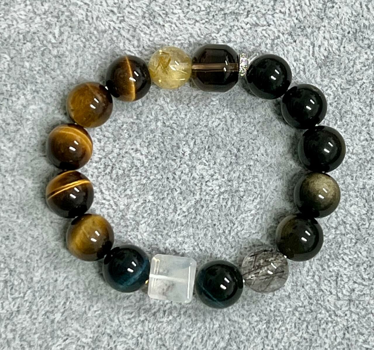 [S] GEMZ & CO ZBA PROTECTION CRYSTALS/BLUE NEEDLE QUARTZ CUBE WITH SILVER ACC BLT, Y339 (Y339)