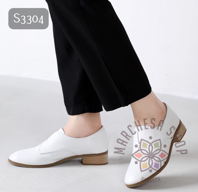 S3304 - 全真皮小羊皮V口圓頭平底鞋