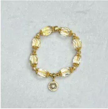 [S] GEMZ & CO ZBA GOLD HARDWARE CITRINE BRACELET WITH MONEY WHEEL CHARM, CITRINE, Y347 (Y347)