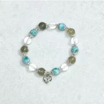 [S] GEMZ & CO ZBA SILVER HARDWARE LARIMAR MIX BRACELET WITH HEART BUTTERFLY, LARIMAR/GREY MOONSTONE/CLEAR QUARTZ, Y355 (Y355)