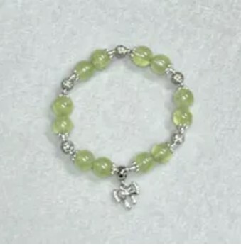 [S] GEMZ & CO ZBA SILVER HARDWARE PREHNITE BRACELET WITH RIBBON CHARM, PREHNITE, Y356 (Y356)