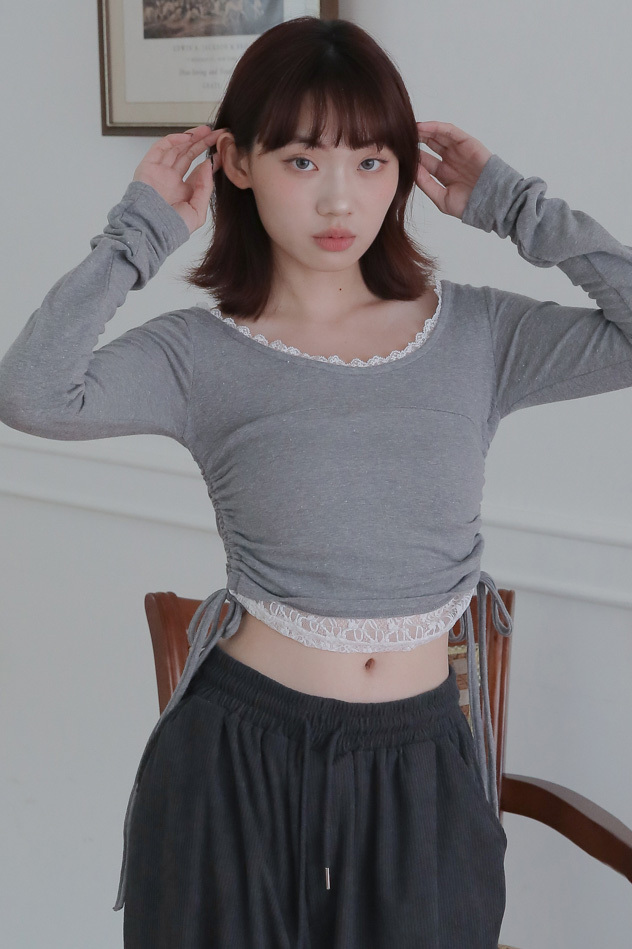 【Discount】Lace Angora Tee #長袖上衣
