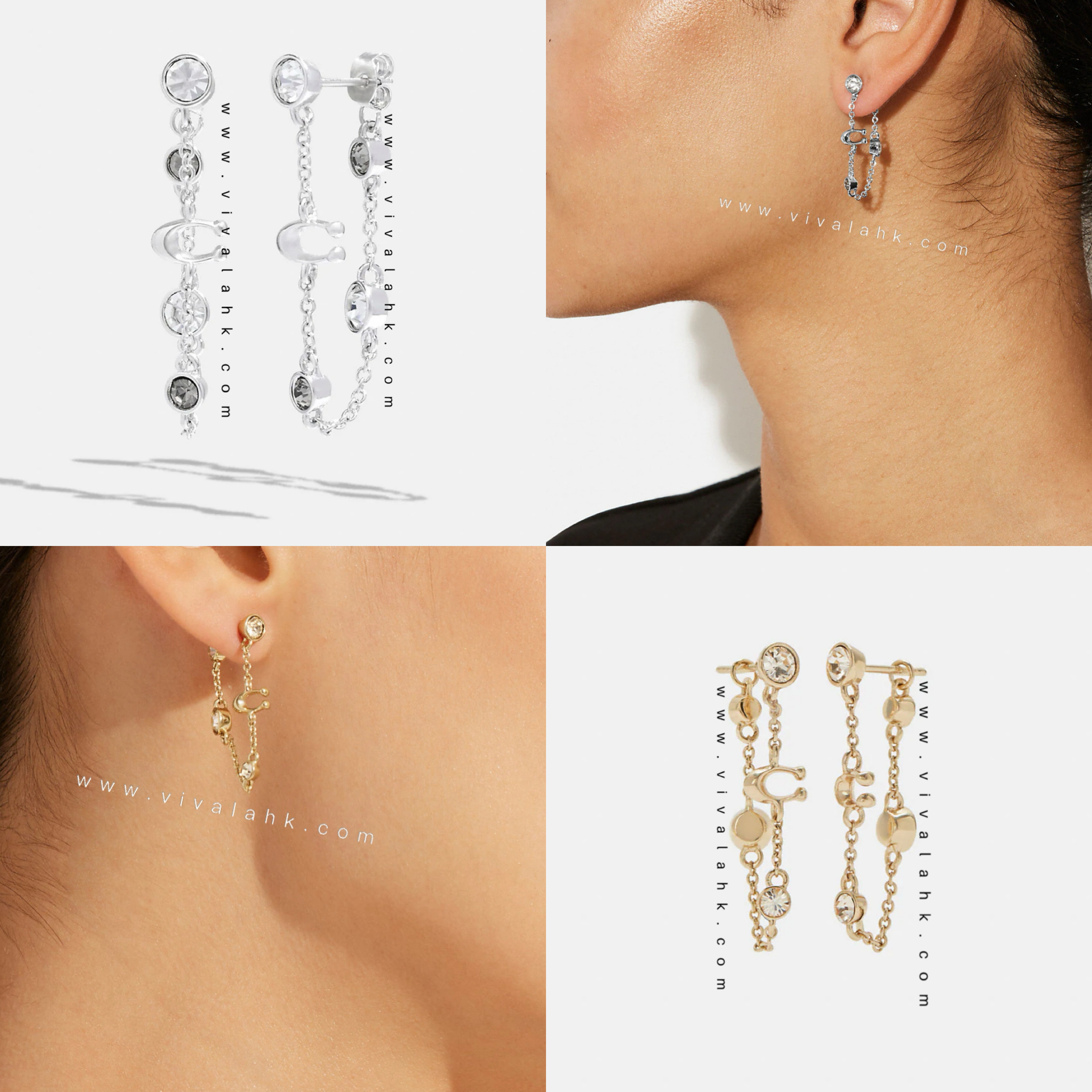 Coach - C字+閃石吊墜耳環 (C9451)