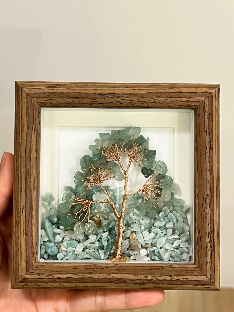[S] GEMZ & CO HLCT AVENTURINE TREE WITH AVENTURINE LOOSE QUARTZ IN A FRAME, W226 (W226)