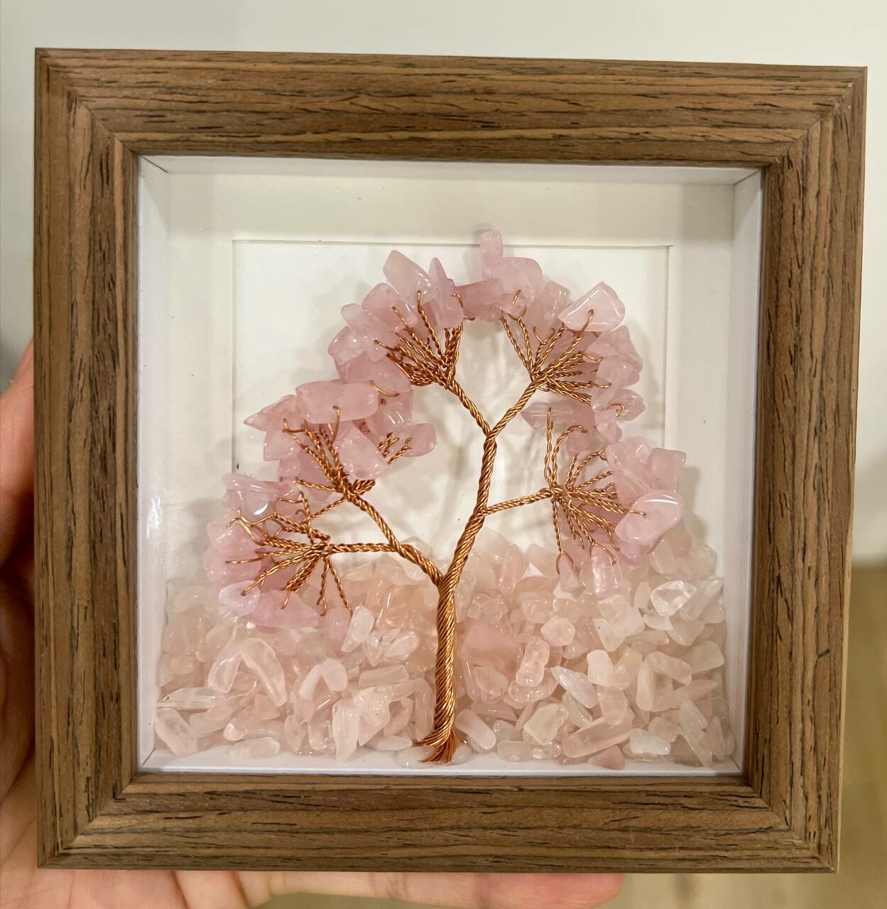 [S] GEMZ & CO HLCT ROSE QUARTZ TREE WITH ROSE LOOSE QUARTZ IN A FRAME, W231 (W231)