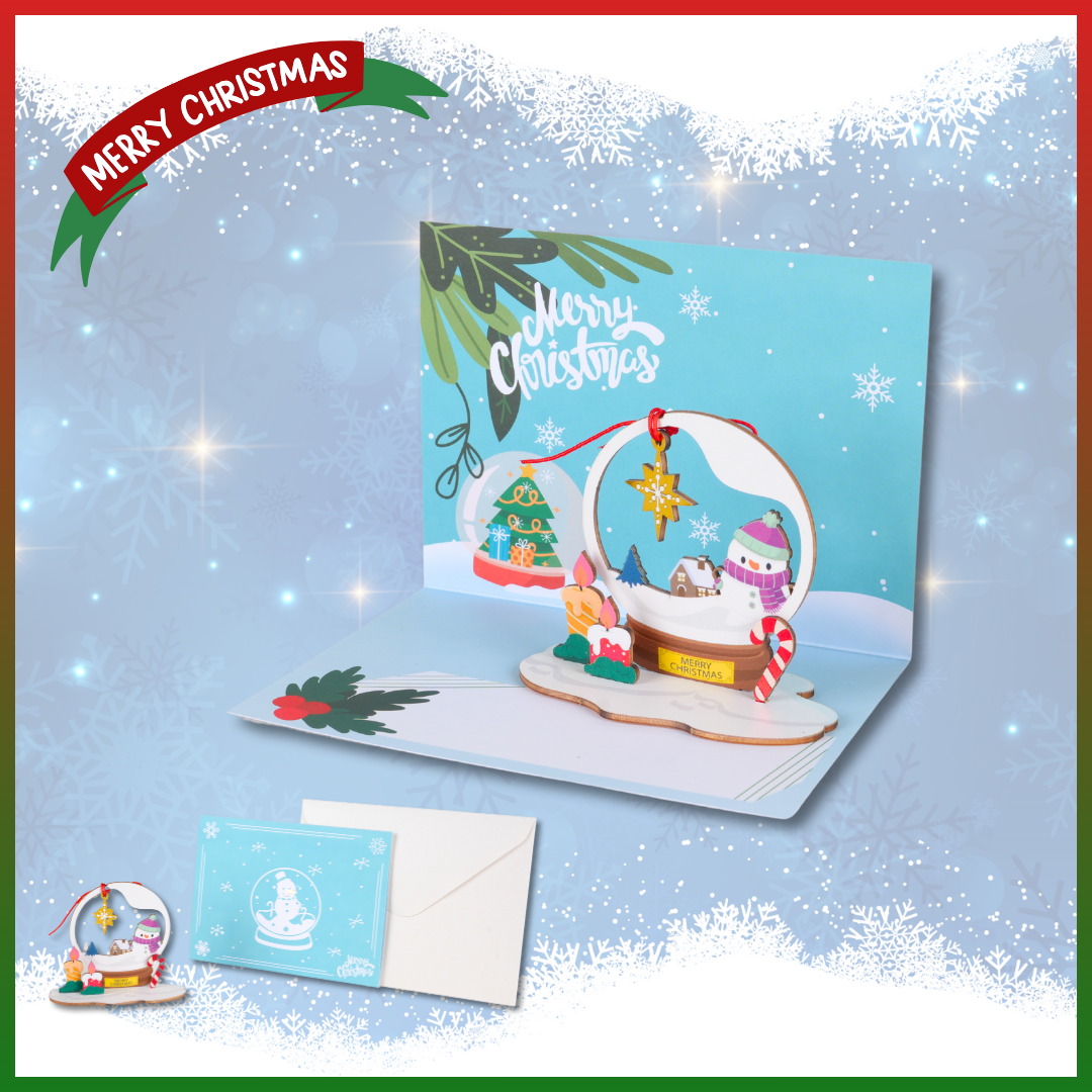 Christmas Card & Stand Series - Christmas Snow Globe