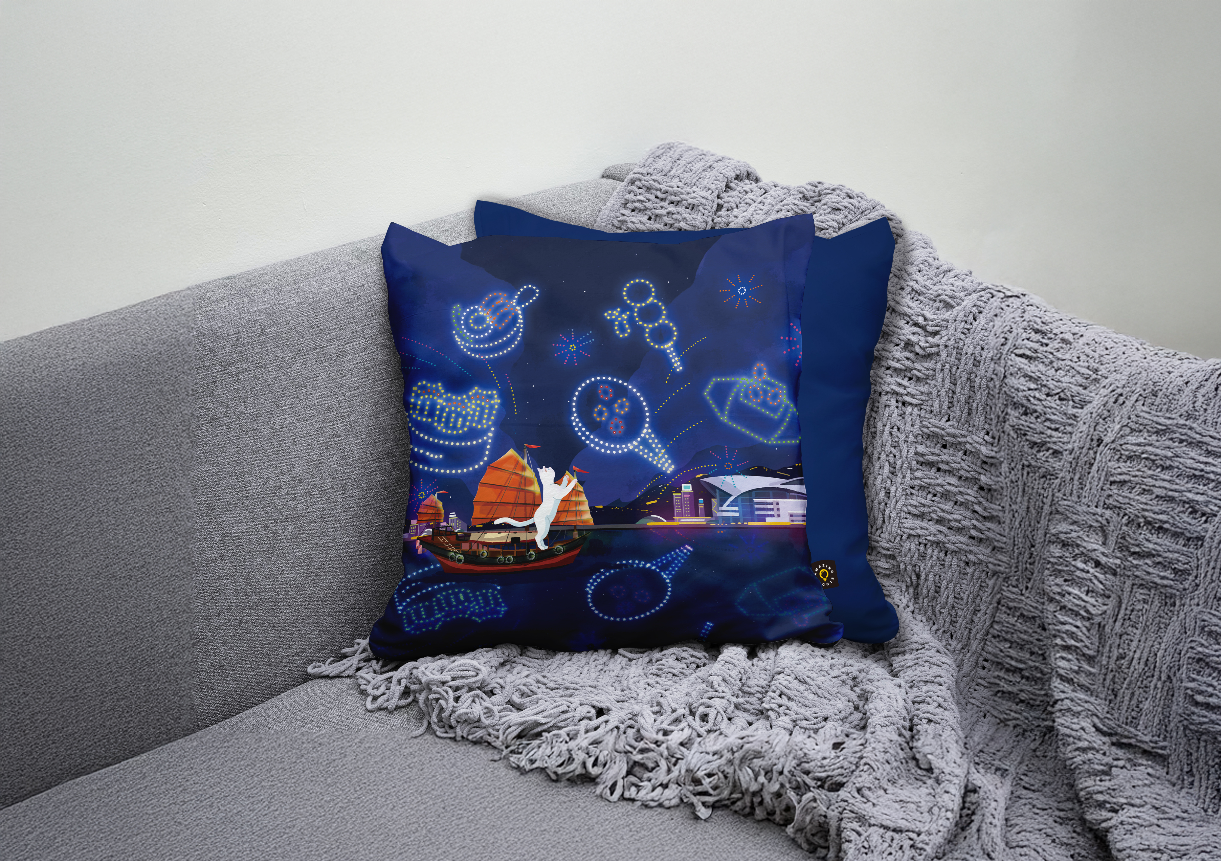 【貓遊街角 - 維港映匯】 靠墊套/咕𠱸套/腰枕套丨Amazing Studio