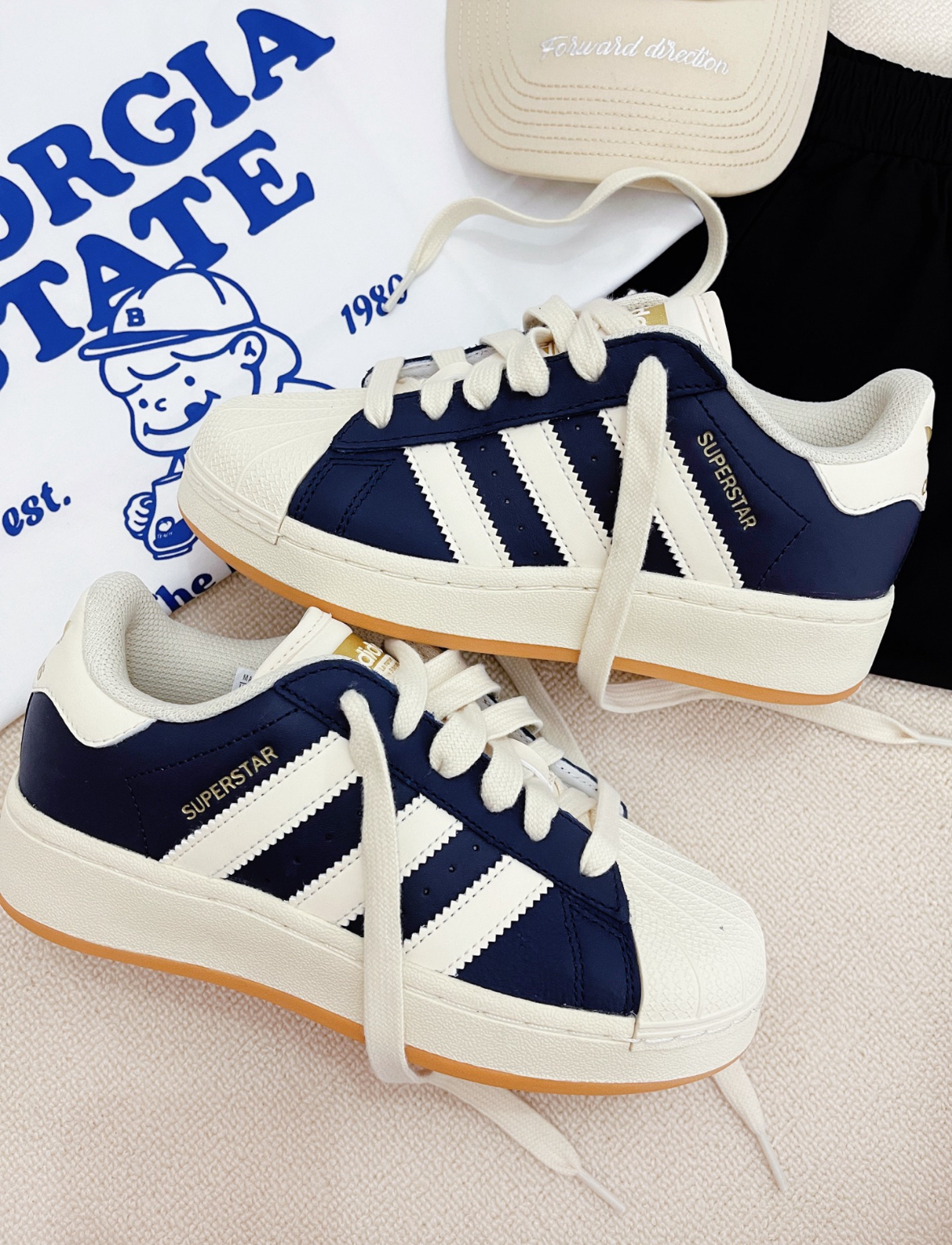 Adidas Originals Superstar XLG 白藍色 海軍藍 皮革 厚底 貝殼頭 ID5699/預購