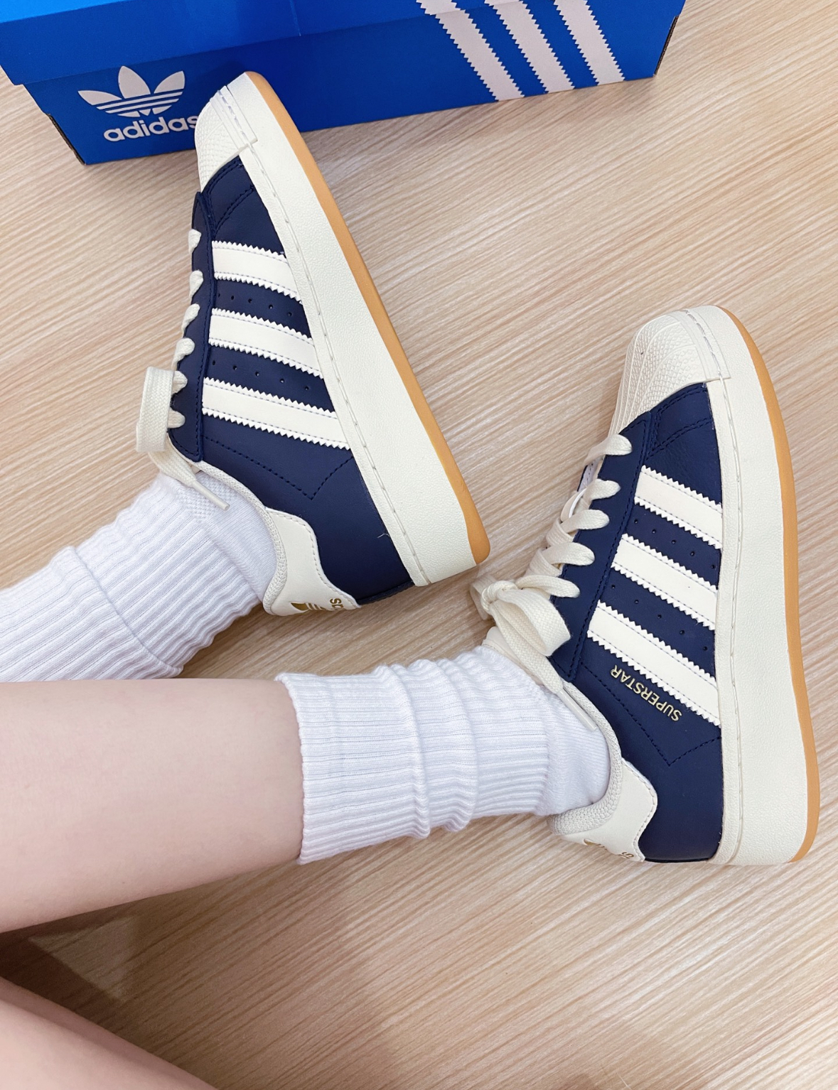 Adidas Originals Superstar XLG 白藍色 海軍藍 皮革 厚底 貝殼頭 ID5699/預購