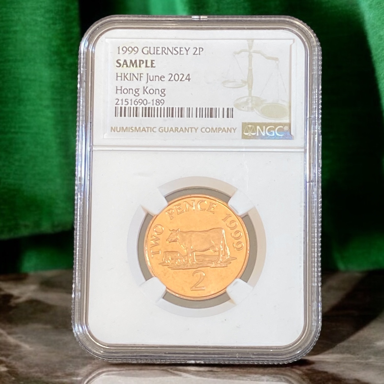 1999, Guernsey buffalo Two Pence (NGC 2024 Sample)
