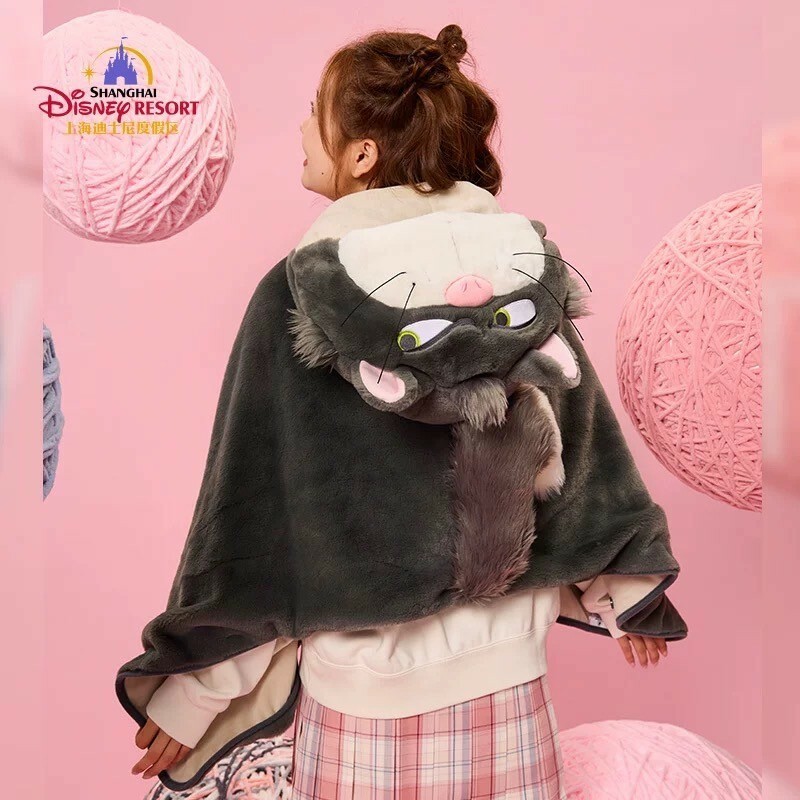 爪爪派對系列 路西法 魯斯佛 Lucife 壞貓咪 連帽造型 披肩 毛毯 可摺疊收納 -上海迪士尼樂園